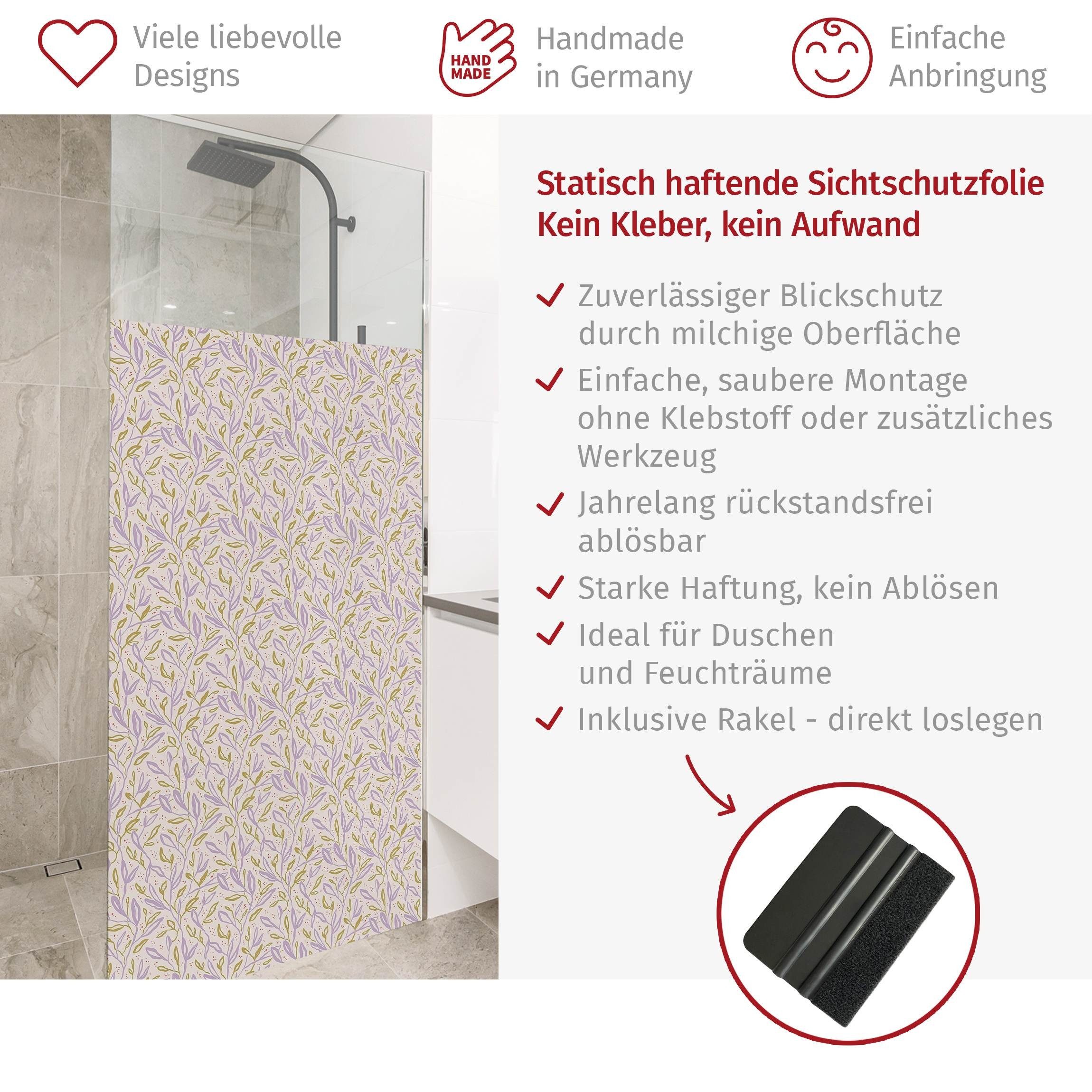 Bilderdepot24 Fensterfolie Dusche blickdicht statisch haftend Geometrisches Musterdesign, blickdicht, Statisch haftend, blickdicht, wasserfest, wiederverwendbar, ablösbar