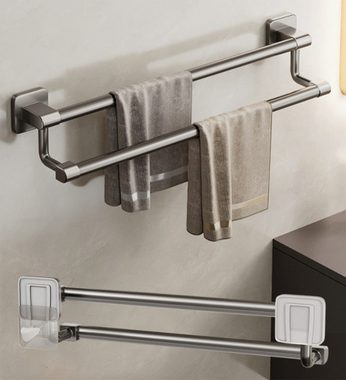 SOTOR Handtuchhalter Handtuchhalter Bad No-Punch Wand montiert Regal Bad Handtuch, Doppel-Stab WC Waschraum Lagerung hängenden Rack 50CM