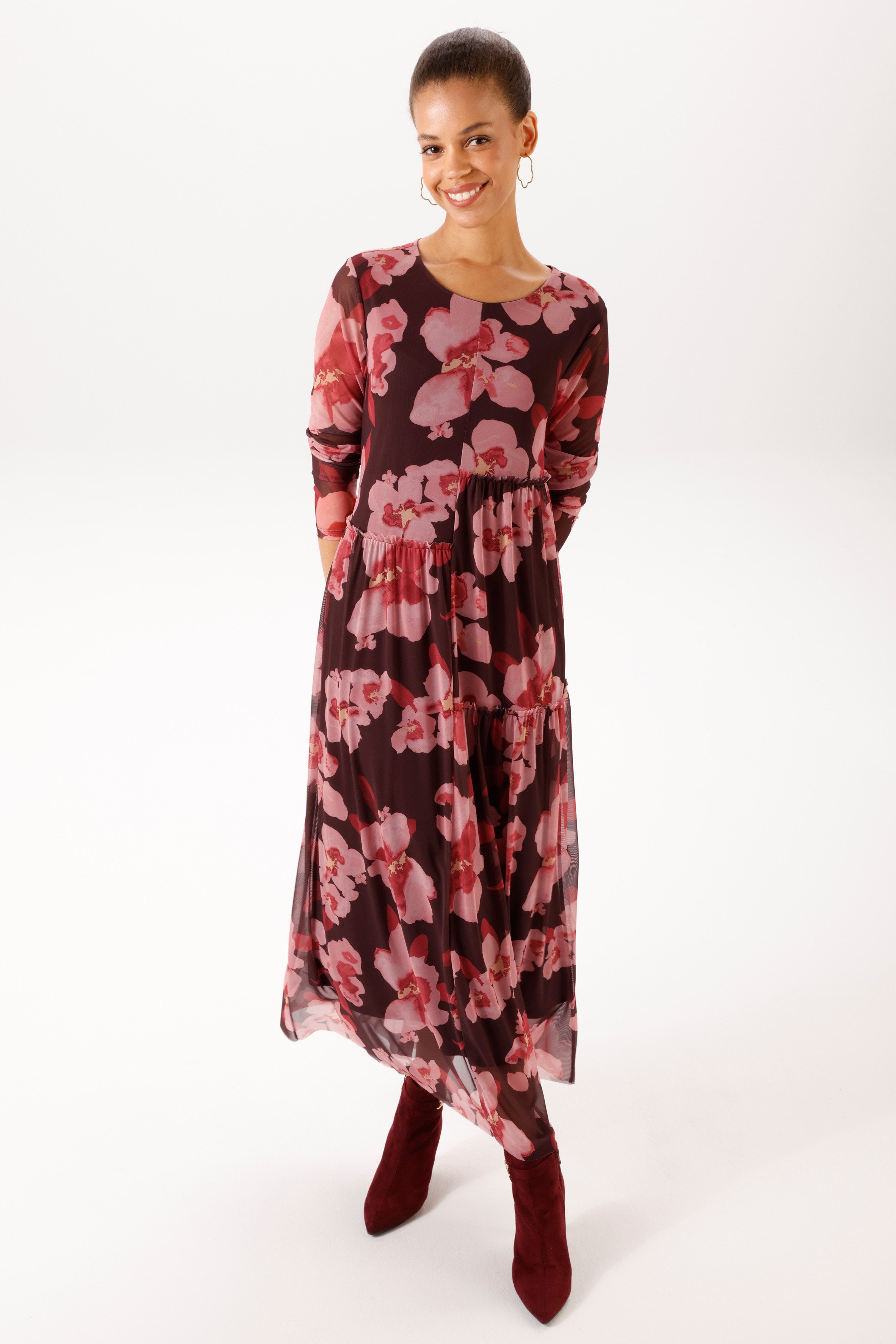 Aniston CASUAL Maxikleid mit dekorativen, großflächigen Blüten bedruckt - NEUE KOLLEKTION
