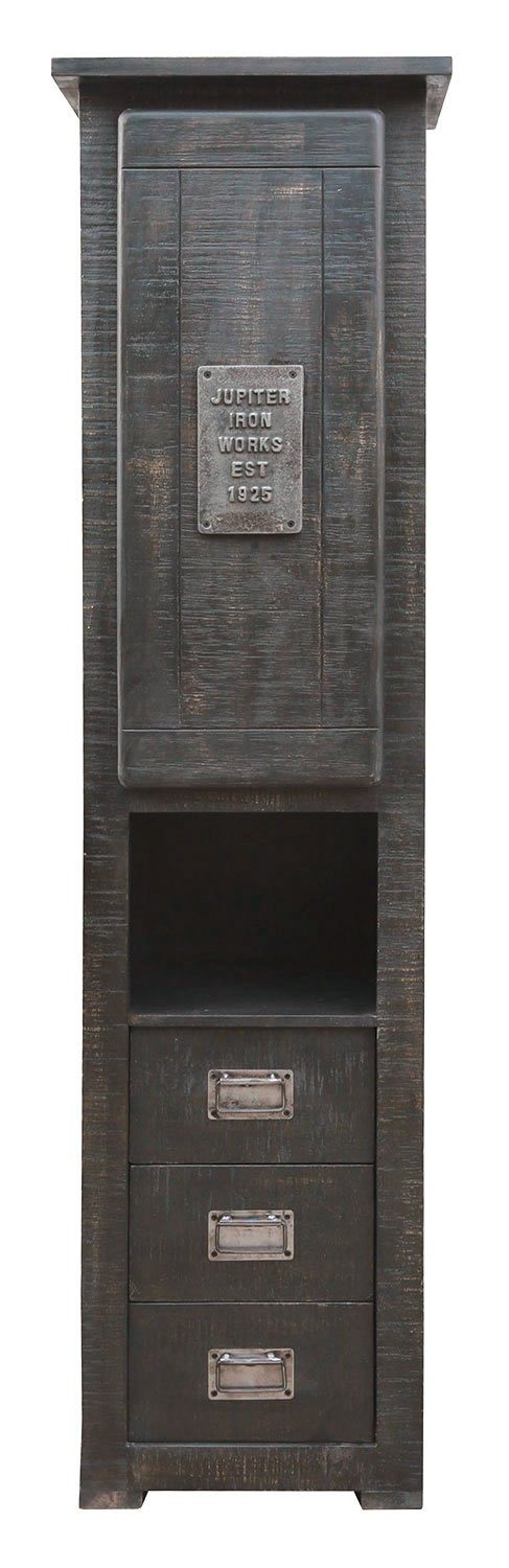 x GmbH BOLDAN, H G+K B 3 cm, 50 Mangoholz, 1 Schubladen Hochschrank 195 mit und Tür Möbelvertriebs massives