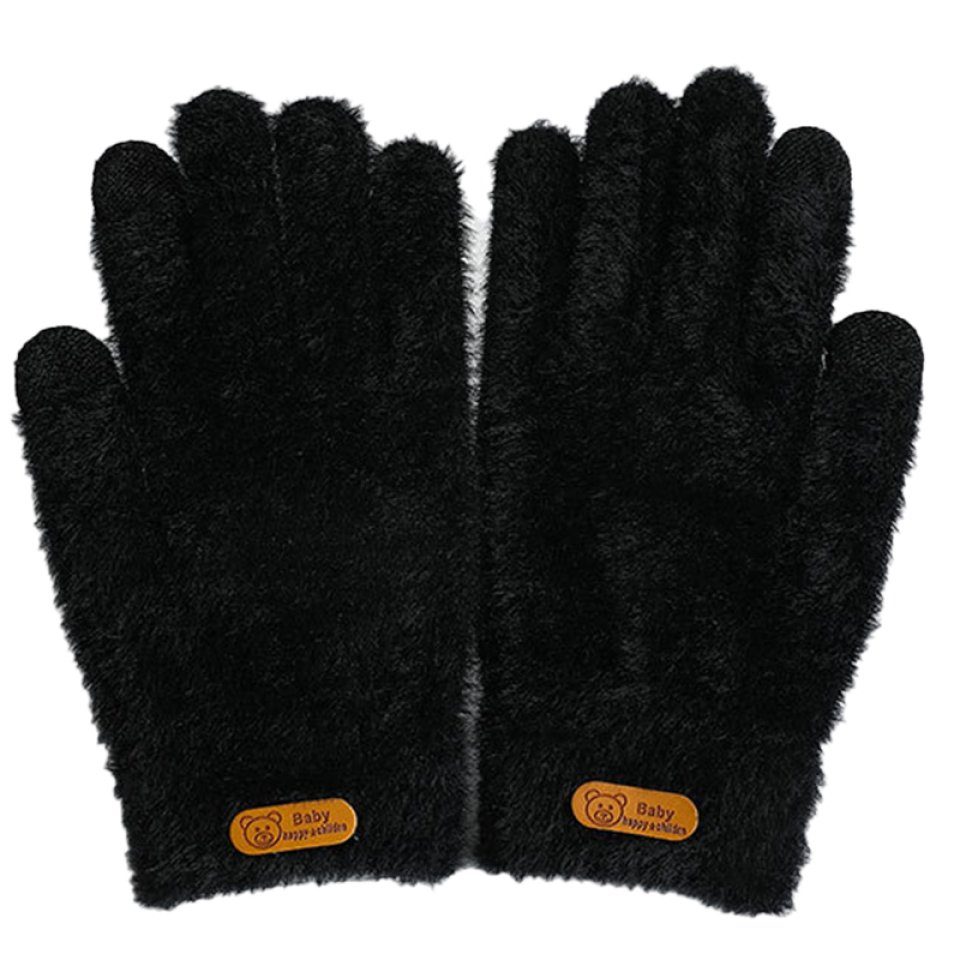 Blusmart Fahrradhandschuhe Winter-Strick-Touchscreen-Handschuhe, Winddicht, Warm, black Dick
