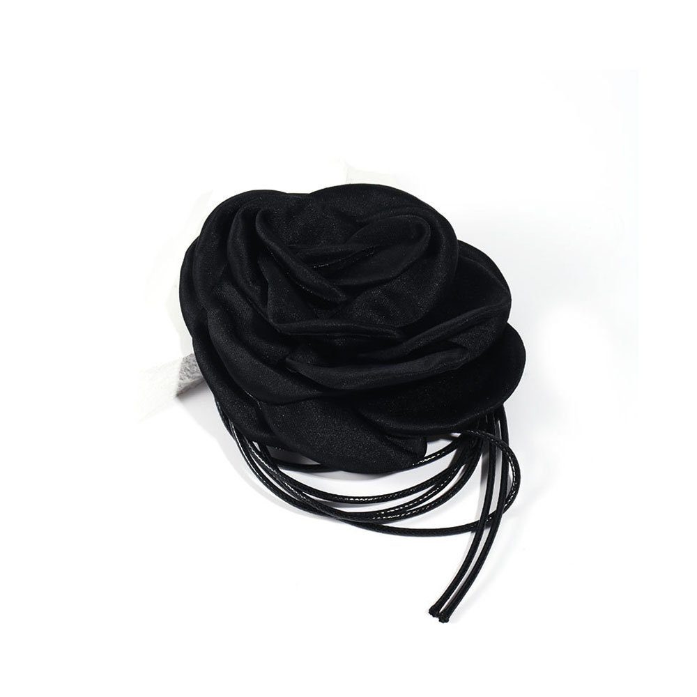 Haiaveng Choker Handgemachte Stoff Blume Krawatte Halskette für Frauen schwarz