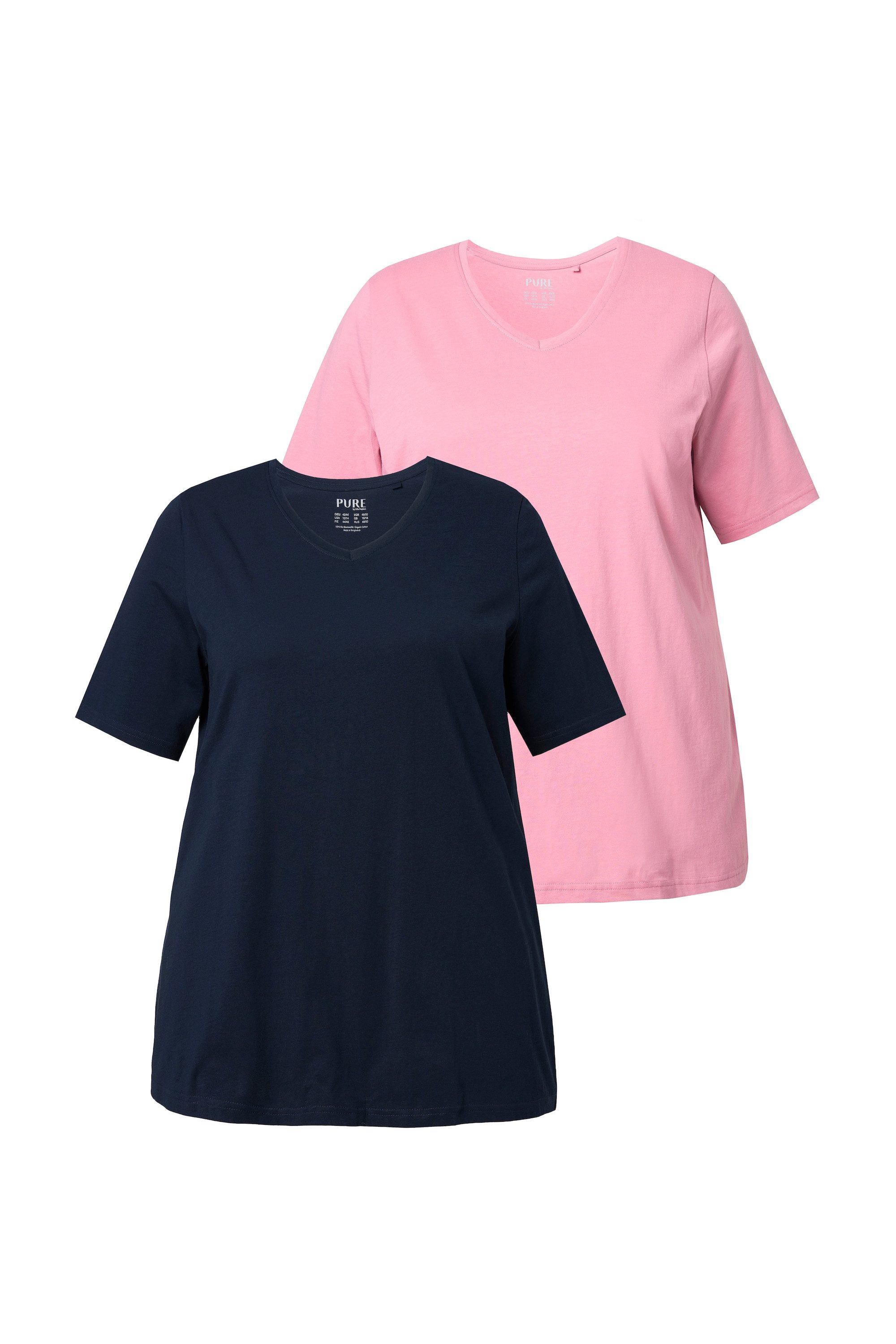 Ulla Popken T-Shirt T-Shirts 2er-Pack V-Ausschnitt günstig online kaufen