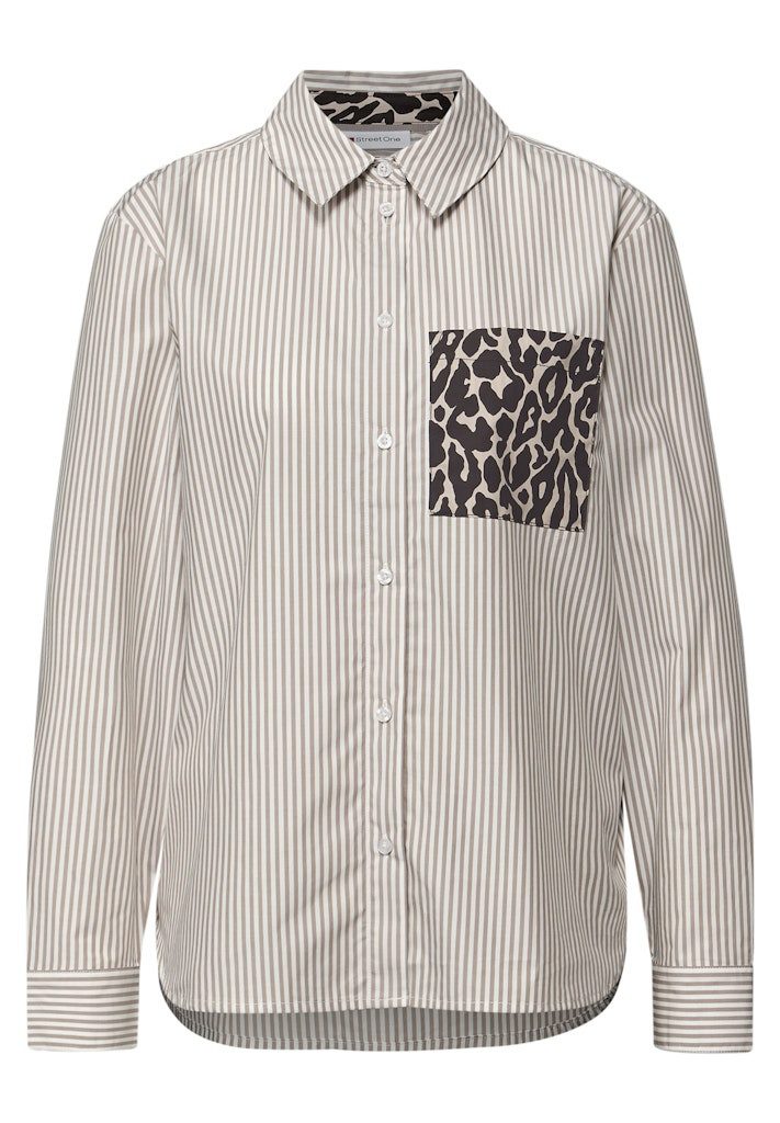 STREET ONE Blusenponcho STREET ONE / Da. Bluse / Striped shirtcollar blouse günstig online kaufen