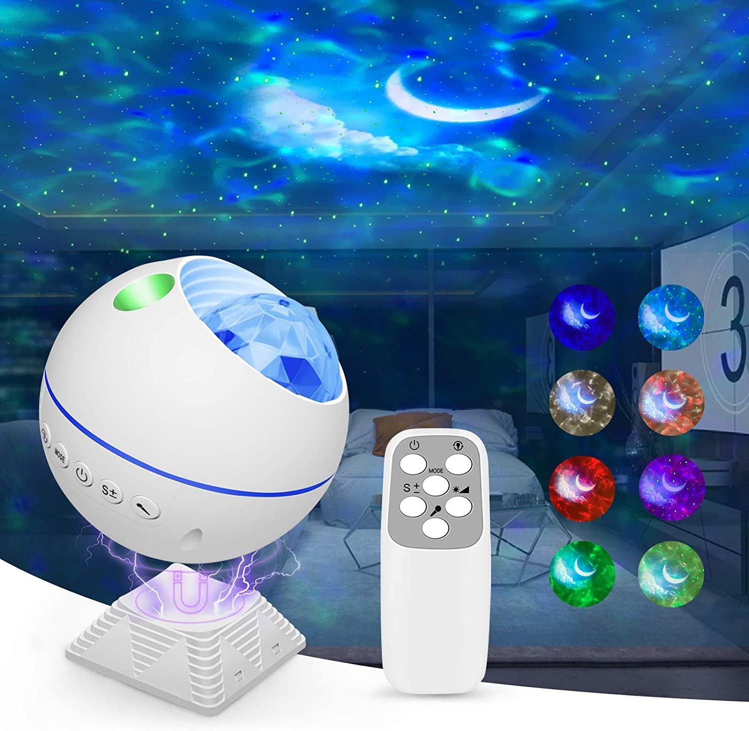 RGB Led Projektionslampe Sternenhimmel Projektor Licht USB Ocean Wave  Galaxie Star Nachtlicht mit Fernbedienung