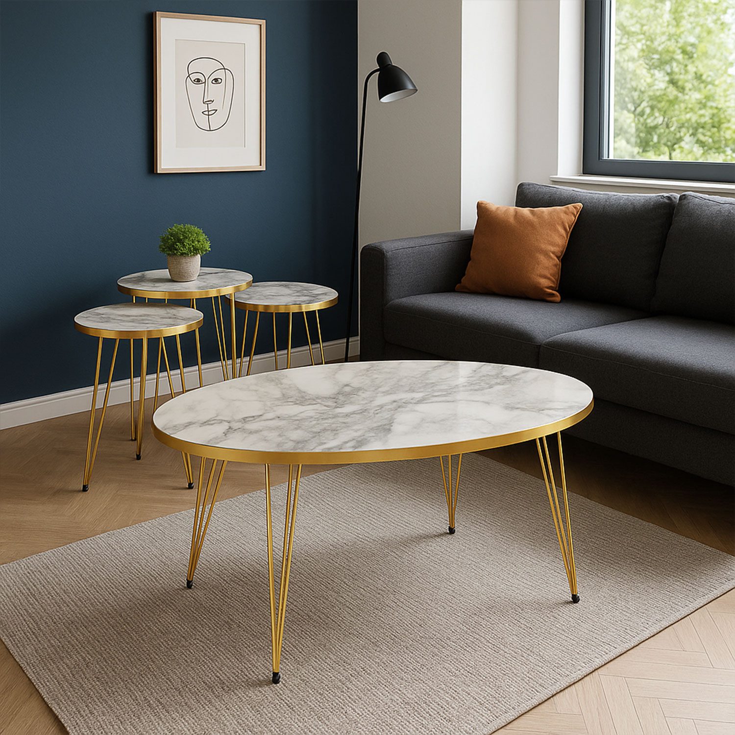 Jungengel Couchtisch Luxus Set 4-Teilig Marmor günstig online kaufen