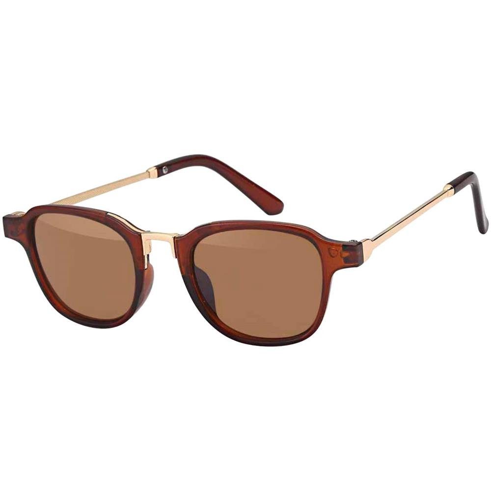 mit Linsen schwarzen Gold Retrosonnenbrille Metallrahmen mit Sonnenbrille Braun Moderne Zeitlos Eyewear BEZLIT (1-St)