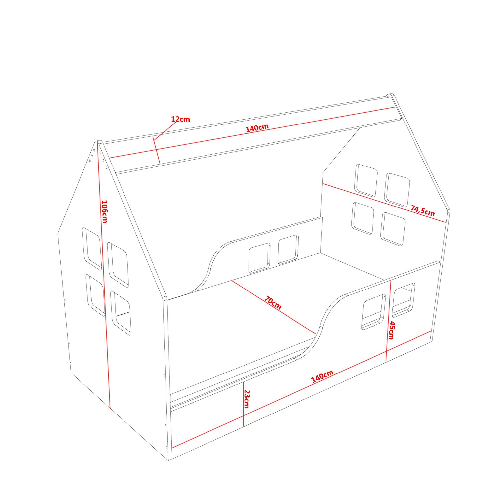 Sämann® Schublade Sämann Hausbett 140 70 x weiß, mit Babydecke cm,