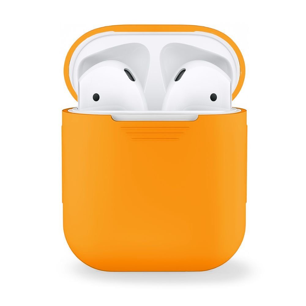 MyGadget Kopfhörer-Schutzhülle Silikonhülle Ladecase Soft Case Silikon  Hülle, MyGadget Silikon Hülle kompatibel mit Apple AirPods 1 & 2  Generation- Schutzhülle [Qi kompatibel] Etui soft Silikonhülle Case Tasche  in Orange