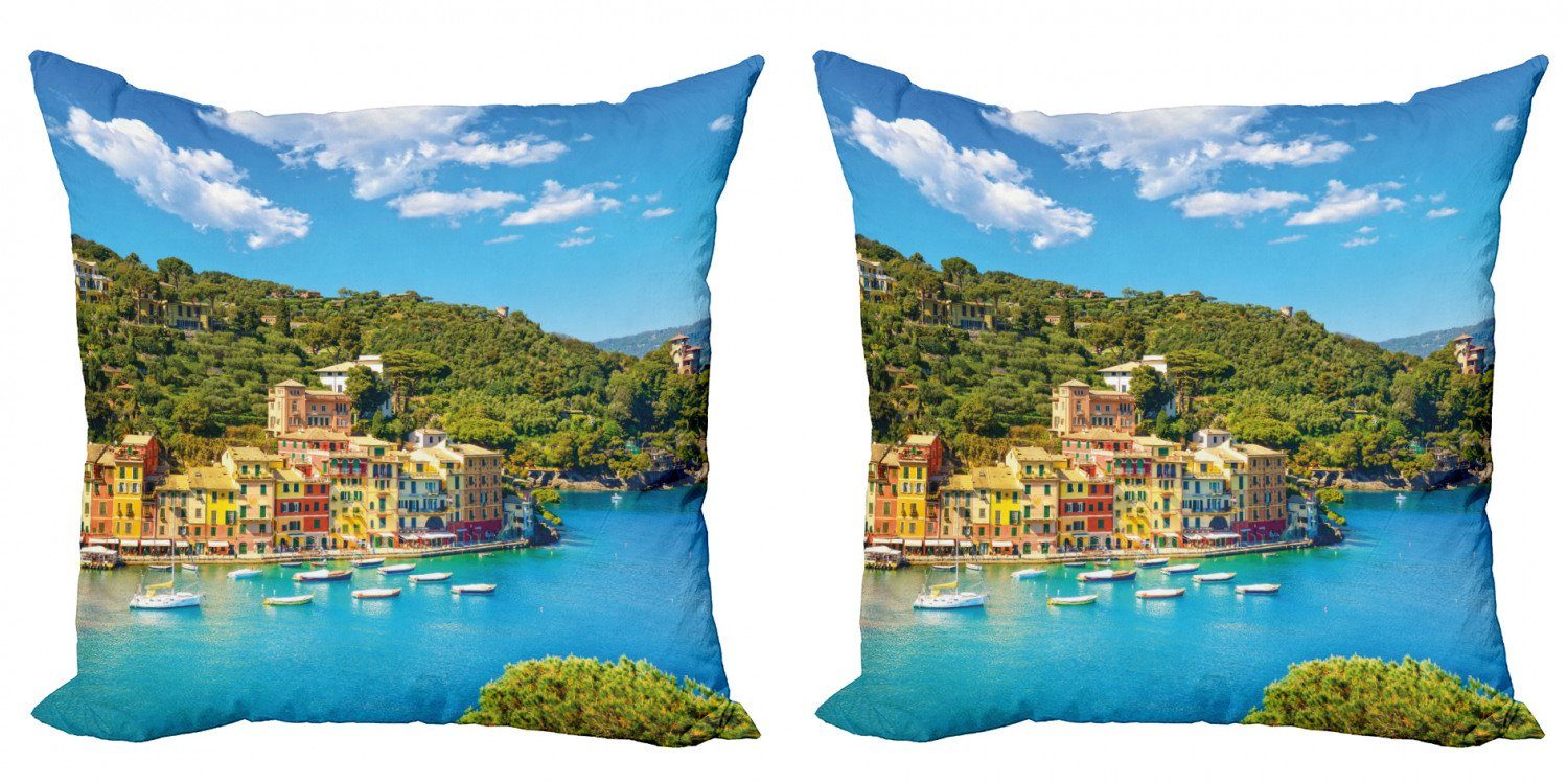 Doppelseitiger Panoramablick Abakuhaus Italien Portofino Stück), (2 Modern Kissenbezüge Digitaldruck, Accent