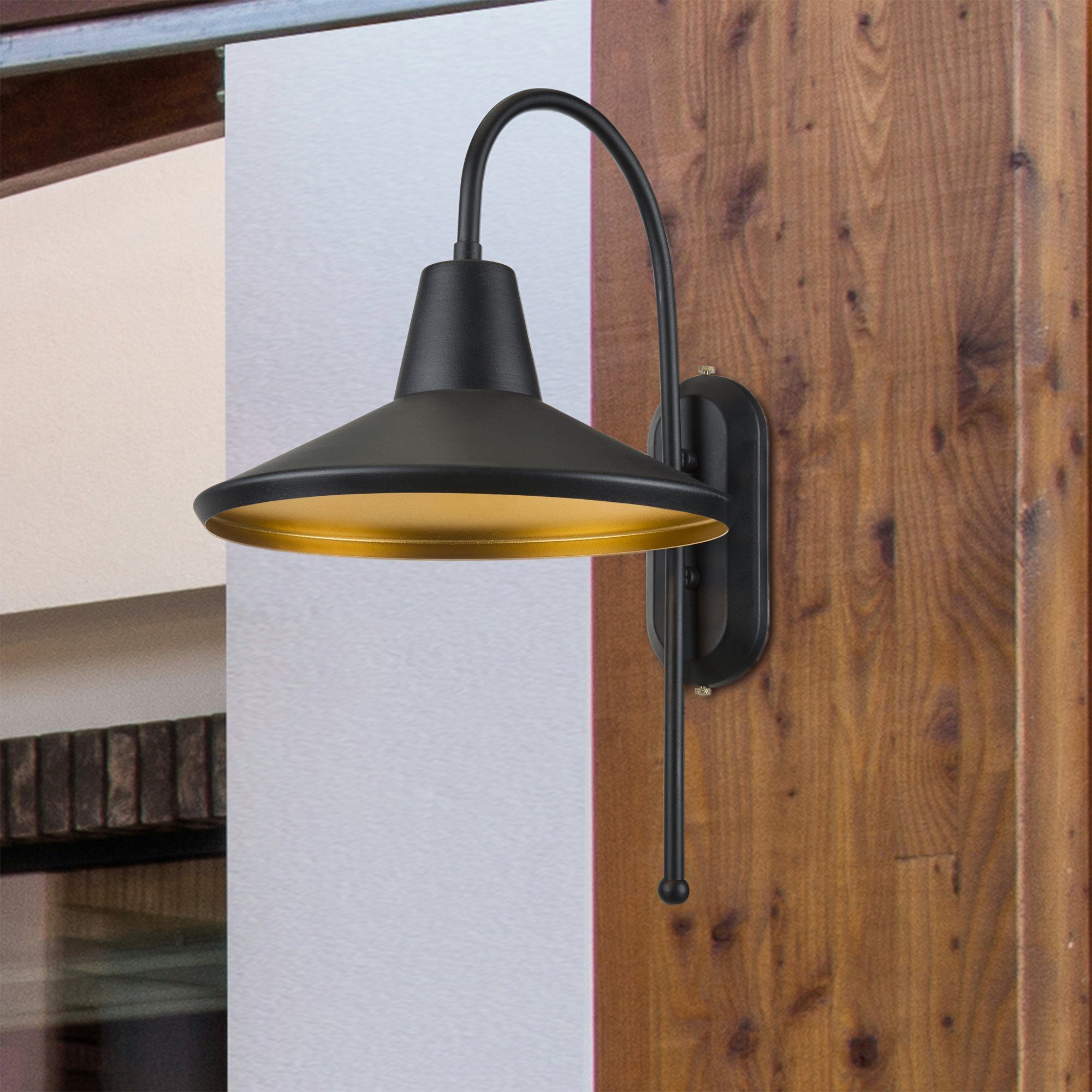 lux.pro Wandleuchte, ohne Leuchtmittel, »Kirkcaldy« Wandlampe E27 Metall Schwarz/Messingfarben