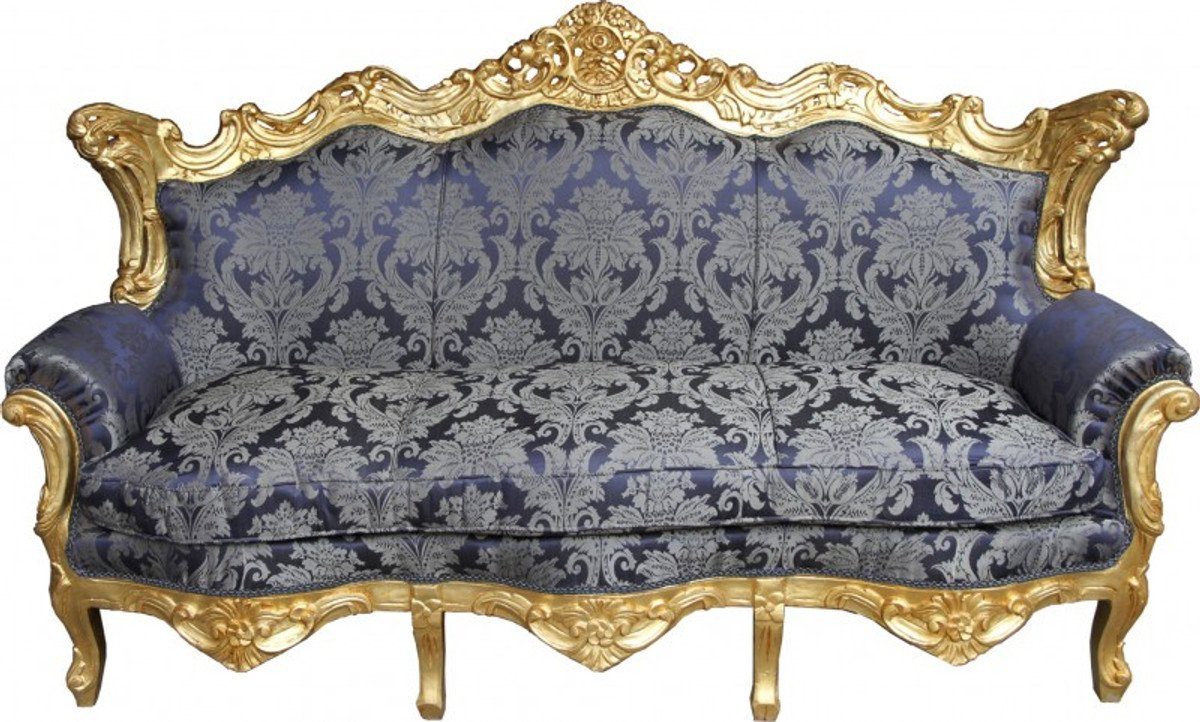 Muster Barock Wohnzimmer Royal Casa / Master Couch Padrino Blau - Sofa Gold Lounge Sofa Möbel