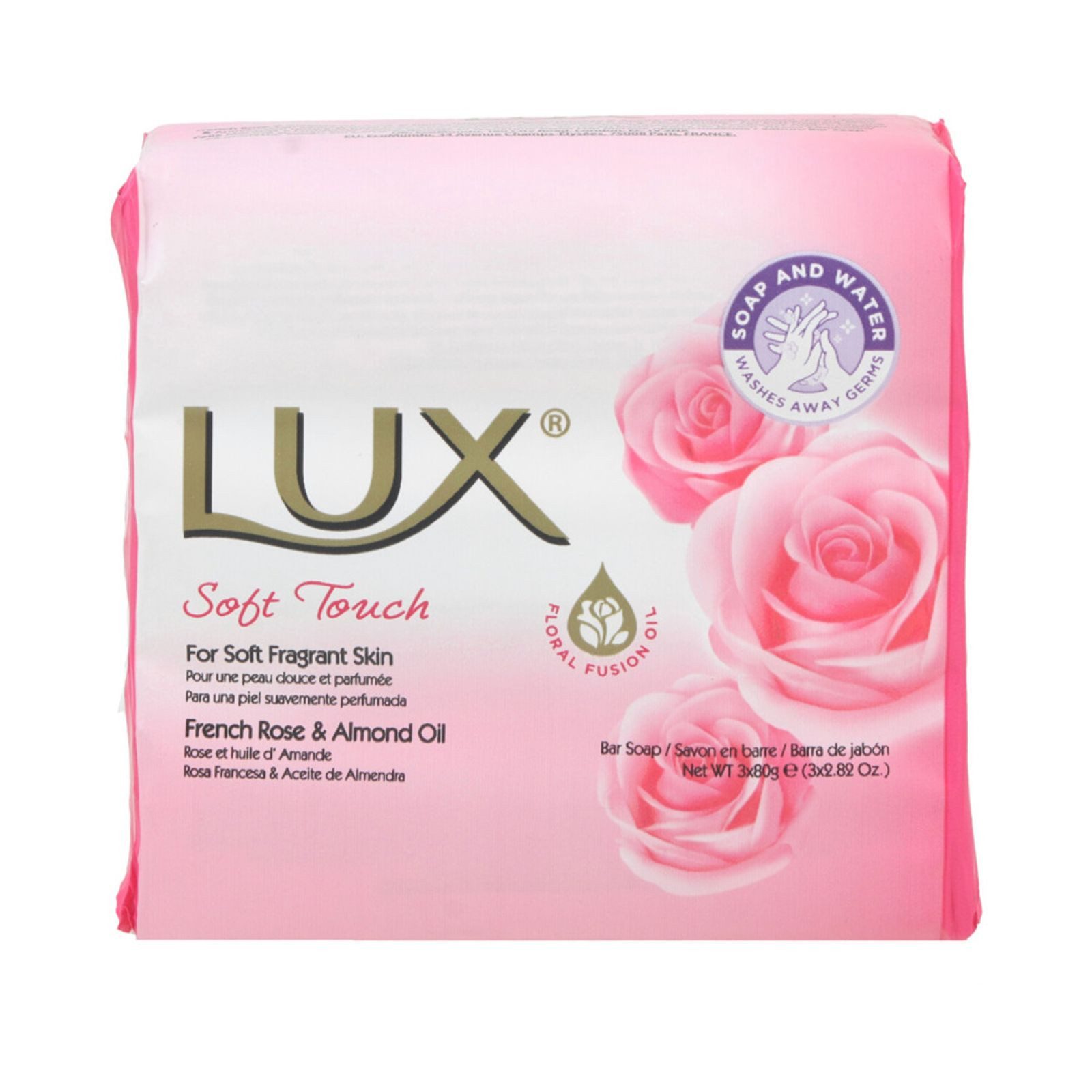 Lux Fußpeeling LUX Seifenstücke Soft Touch 3er Pack à 80g französische Rose Mandelöl