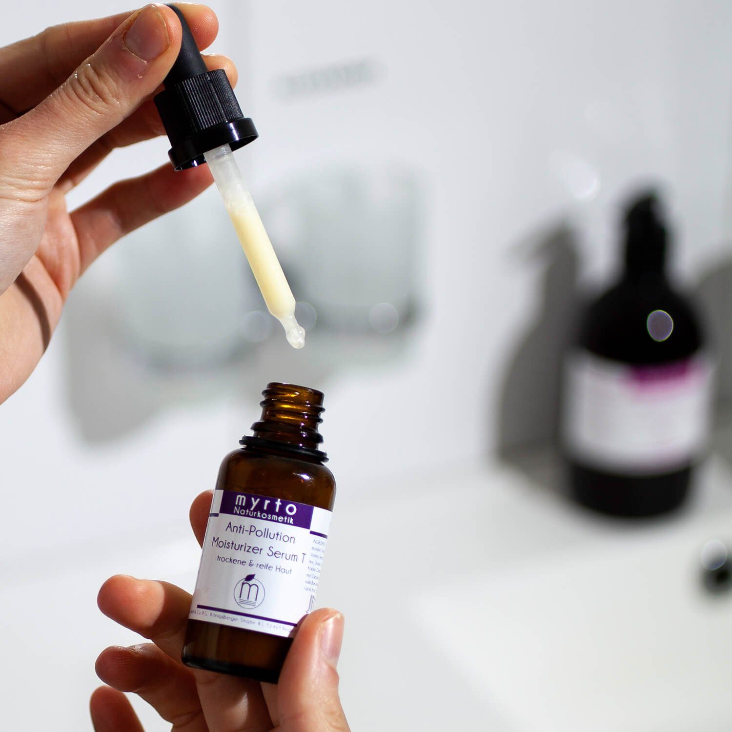 myrto Naturkosmetik Gesichtsserum Anti-Pollution Feuchtigkeitsserum T - trockene und reife Haut, Bestbewertung bei Codecheck: 100% EMPFEHLENSWERT (grüner Ring)