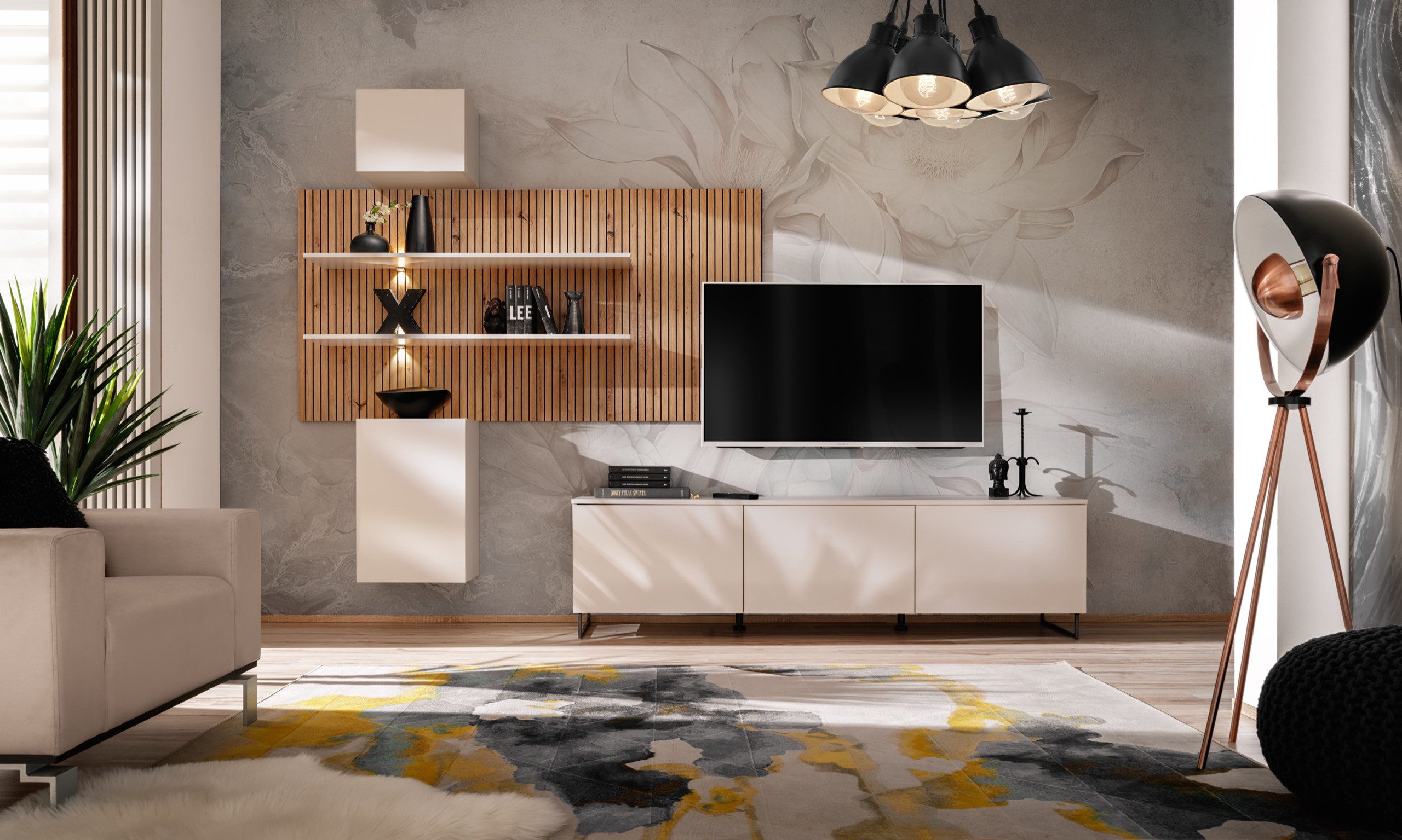 ASM-Moebel Wohnwand Wohnzimmer Schrankwand GUSTO PW günstig online kaufen