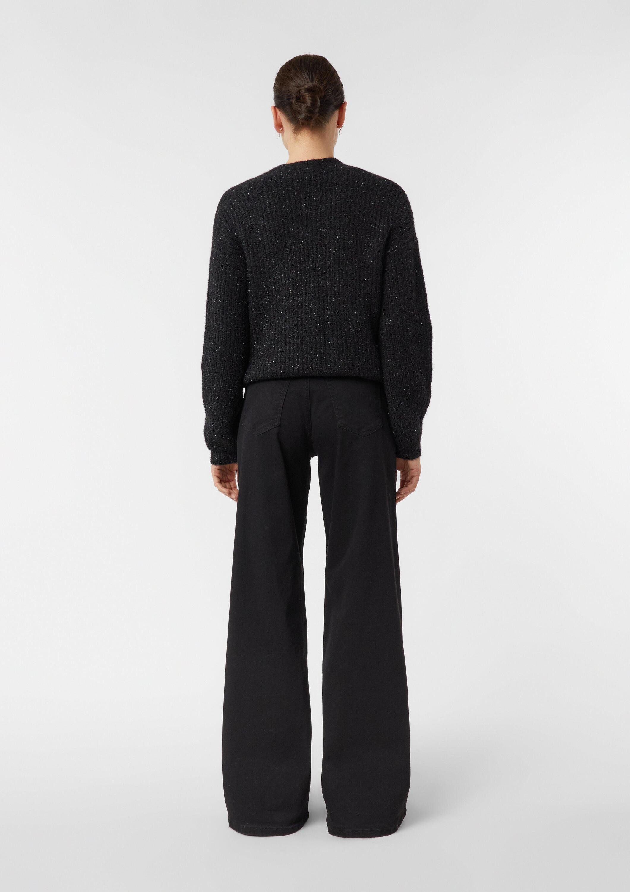 comma Weite Jeans Jeans-Hose Wide-Leg-Jeans mit Schmucksteinen