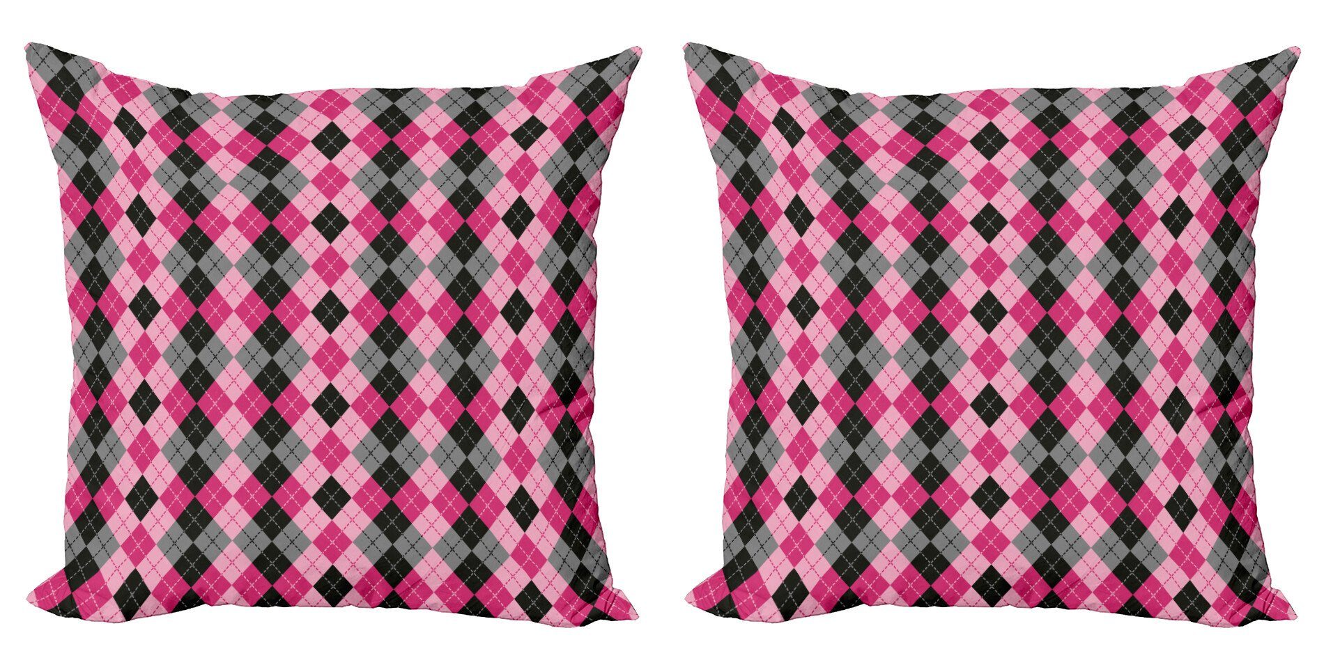 Kissenbezüge Modern Accent Doppelseitiger Digitaldruck, Abakuhaus (2 Stück), rosa-Grau Diamanten und Lutschtabletten