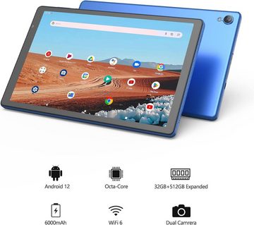 PRITOM M10 Tablet (10", 32 GB, Android 12, 2,4G, Tablet Expand to 512GB, Quad Core Processor,HD IPS Screen,Dual Kamera)