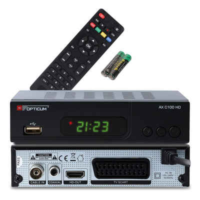 RED OPTICUM HD AX C100 Full HD DVB-C Receiver mit Aufnahmefunktion schwarz Kabel-Receiver (EPG, HDMI, USB, SCART, Coaxial Audio, Receiver für Kabelfernsehen)