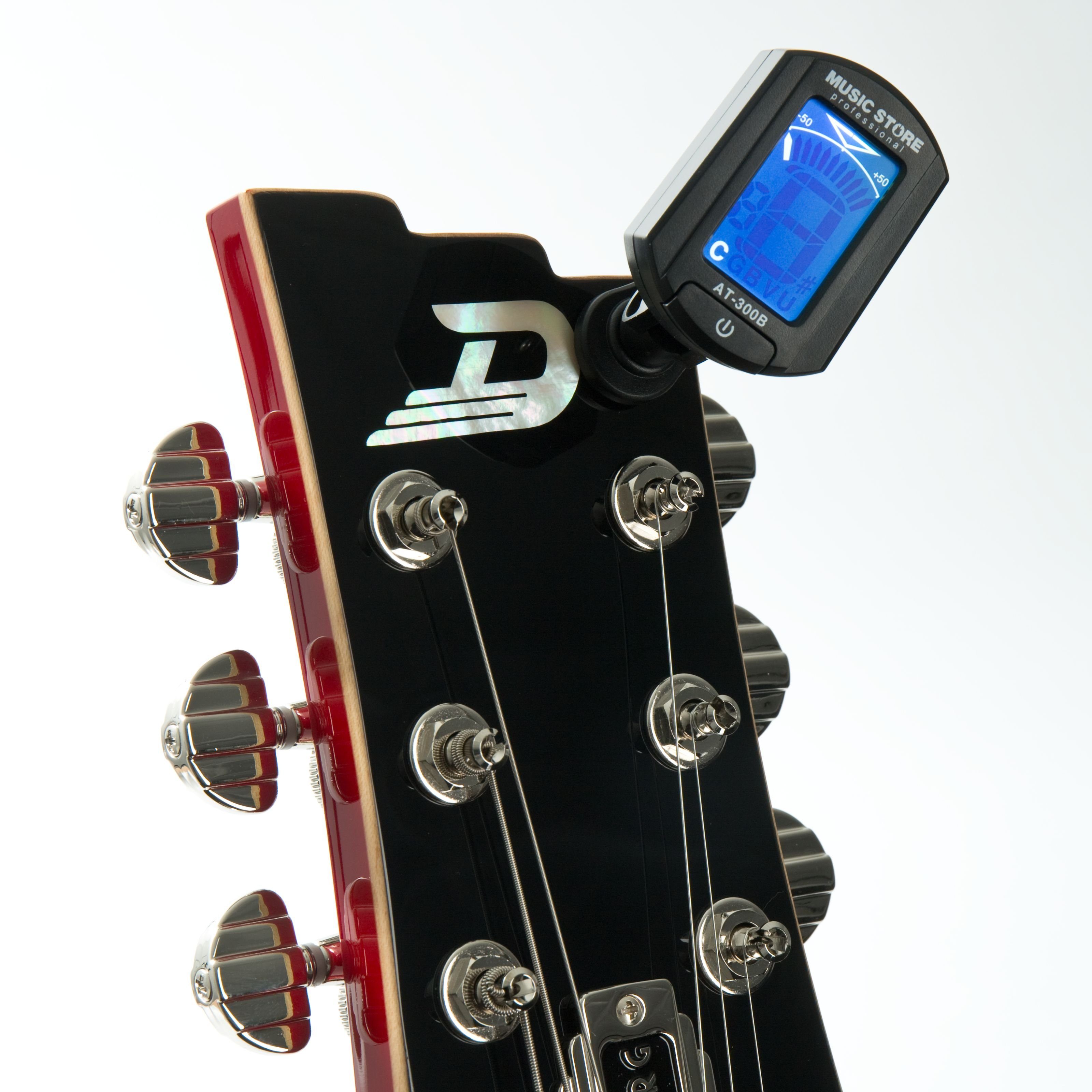 MUSIC STORE Stimmgerät, (Stimmgerät chromatischer Clip-On Tuner für Gitarre und Bass 440 Hz Kalibrierung Zubehör für Gitarre Display mit Hintergrundbeleuchtung), Stimmgerät, Clip-On Tuner, chromatisch, Gitarre, Bass, 440 Hz