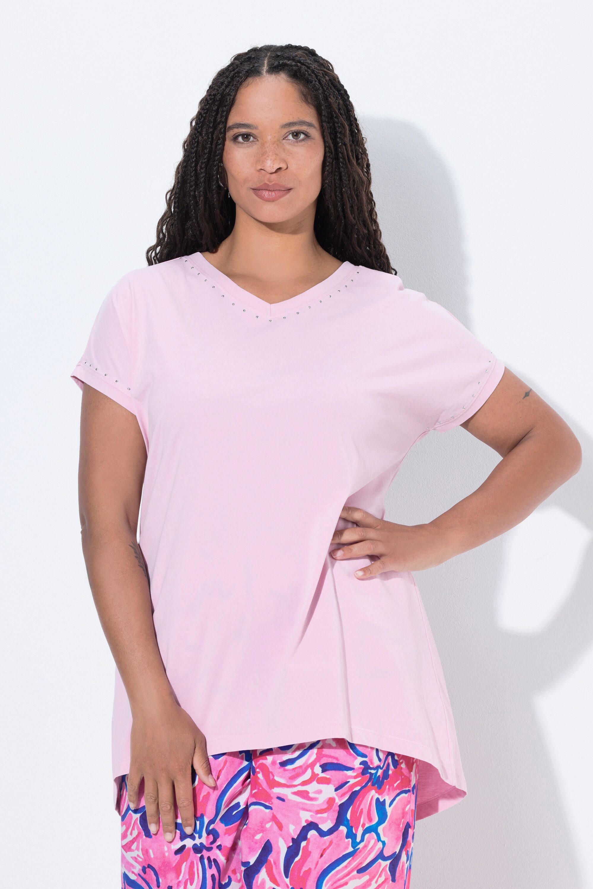 T-Shirt T-Shirt Comfort Fit Ziernieten Vintage Look