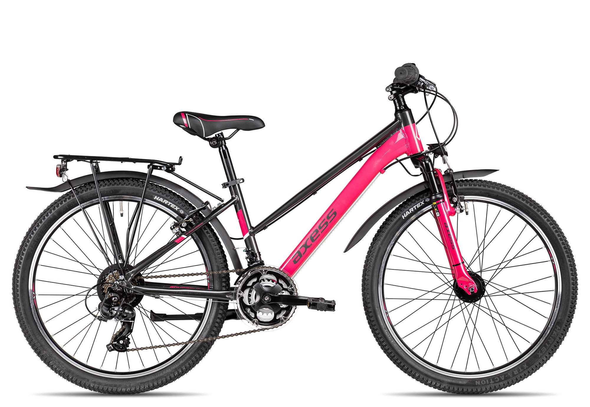 Axess Kinderfahrrad Adventure 18 24 Trapez, 18 Gang Shimano Tourney 18 Schaltwerk, Kettenschaltung, Shimano Tourney 18 violett/rosa
