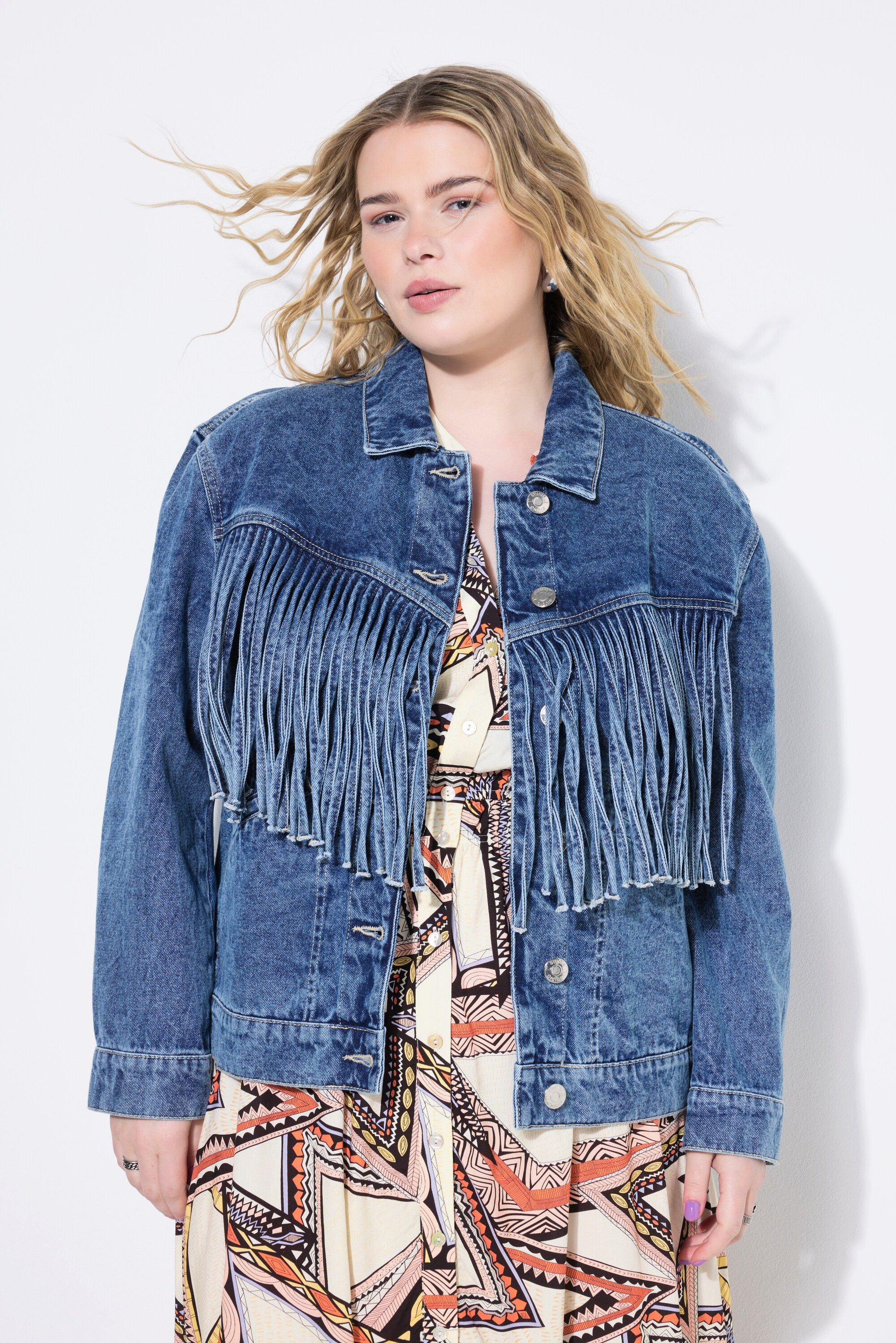 Studio Untold Sommerjacke Jeansjacke Boxy Shape Fransen günstig online kaufen