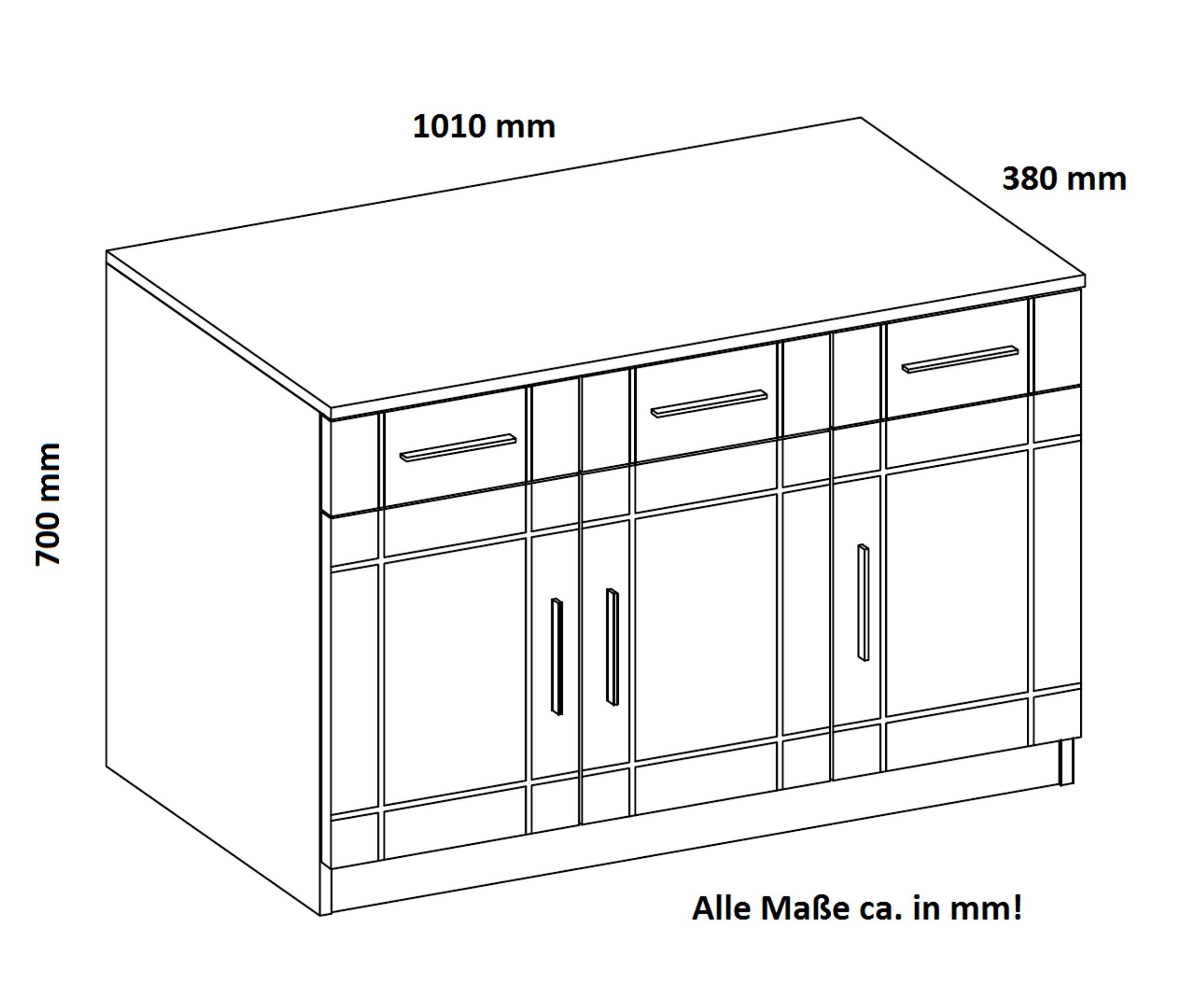 Küchen-Preisbombe Kommode PARIS 3F-3S Wohnwand Wohnzimmer Anbauwand Sonoma Eiche