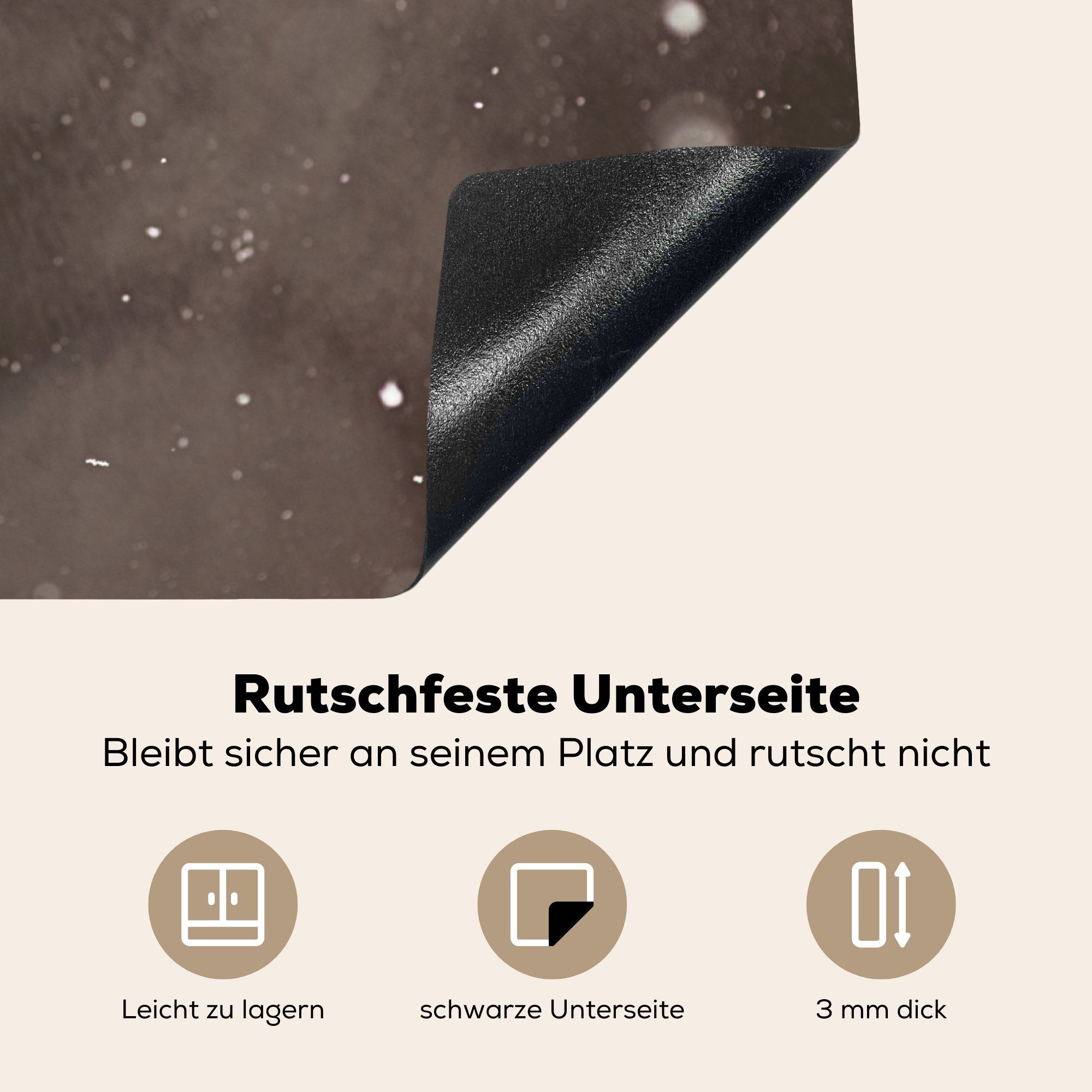 cm, Induktionskochfeld Friesisches Ceranfeldabdeckung Herdblende-/Abdeckplatte für im Vinyl, tlg), Schnee, MuchoWow küche, die (1 Schutz Pferd 81x52