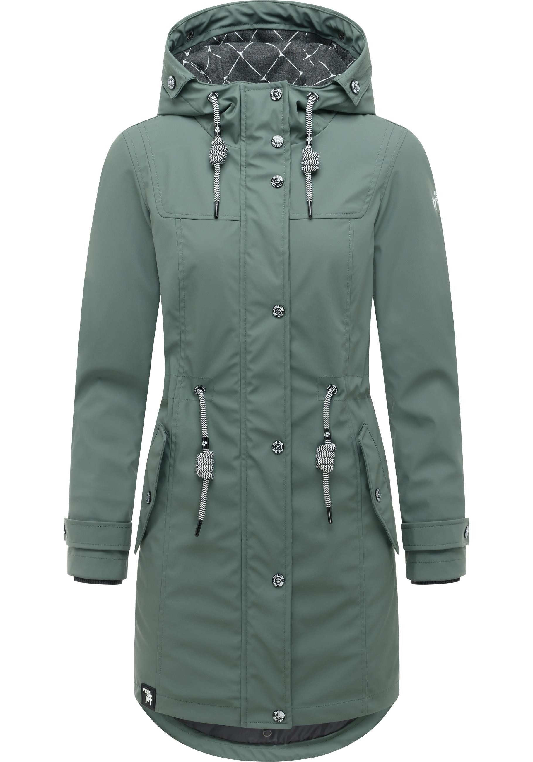 PEAK TIME Regenjacke L60042 stylisch taillierter Regenmantel für Damen