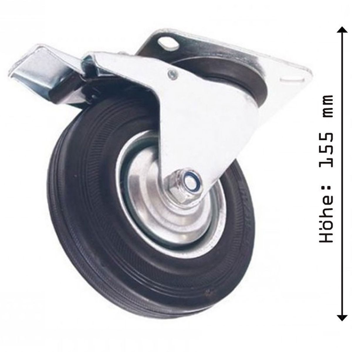 Veto Lenkrolle Bockrolle 125mm Silber Transportrolle Stahlblech verzinkt Lenkrolle, Feststellbremse