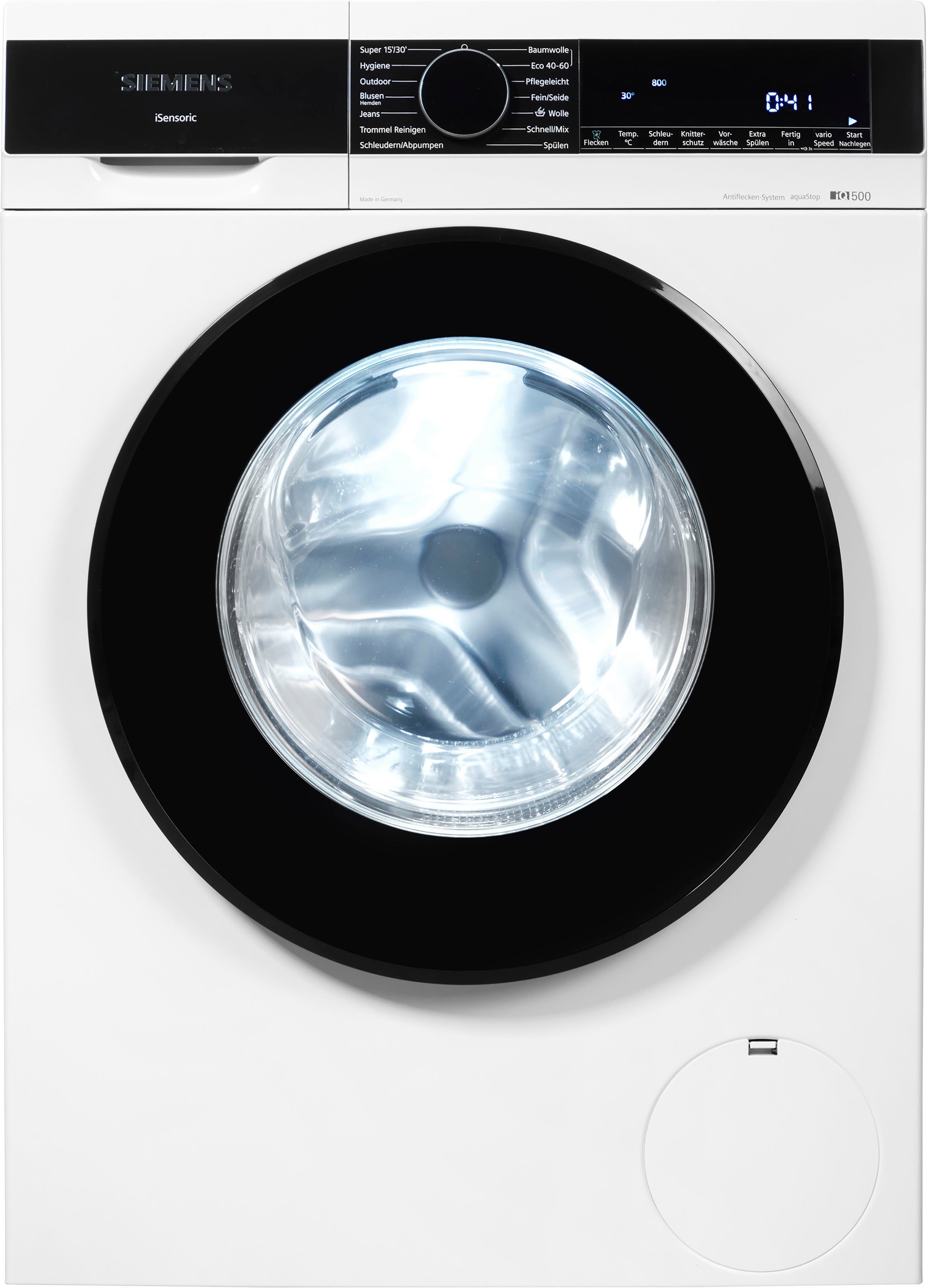 SIEMENS Waschmaschine IQ500 WG44G21ECO, 9 kg, 1400 U/min, Made in Germany, Antiflecken-System, Outdoor-Programm, aquaStop®