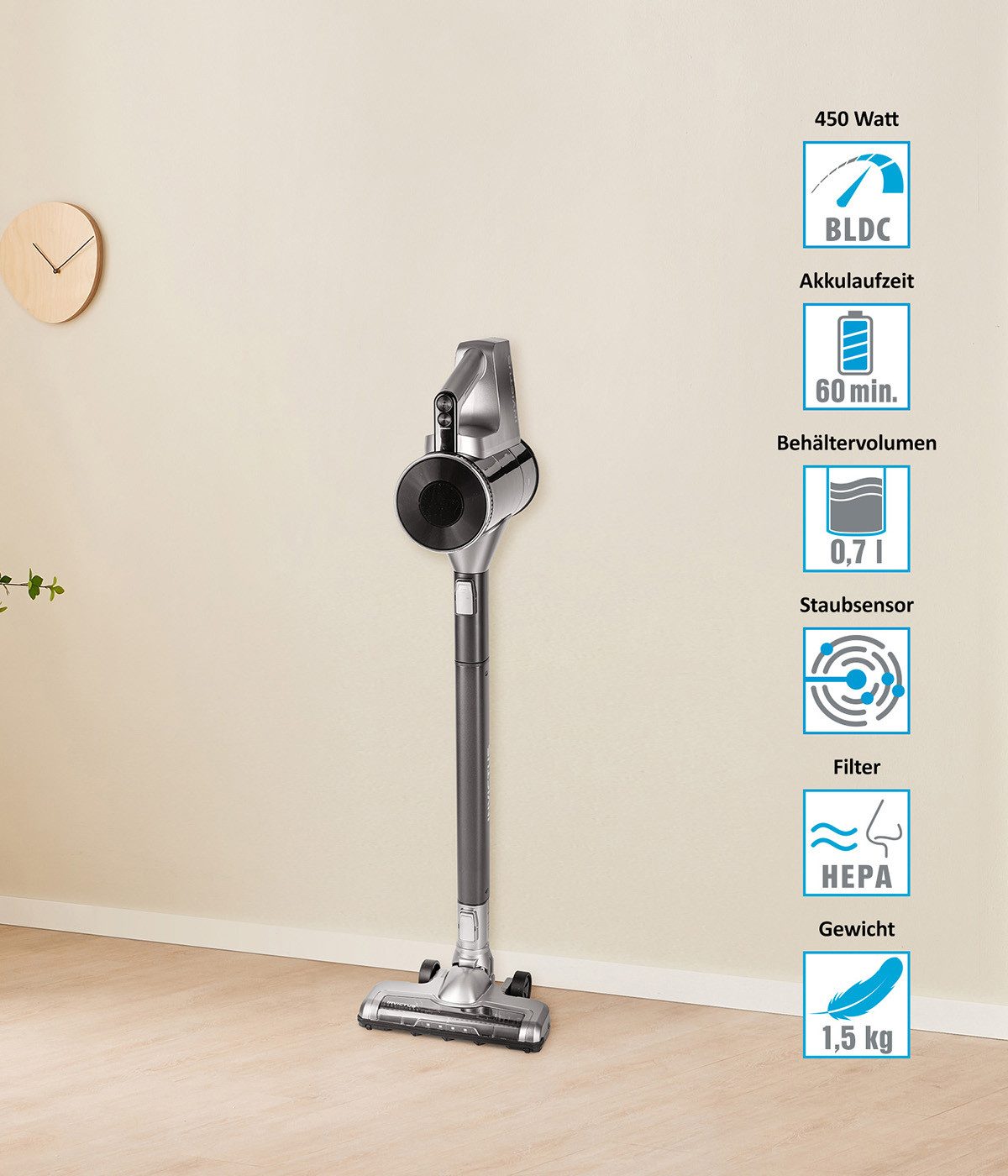 Genius Akku-Stielstaubsauger Genius Invictus X6 Ultra Akku Handstaubsauger 16 tlg., 450 W, beutellos, Quick-Clean-Funktion: Staubbehälterentleerung per Knopfdruck