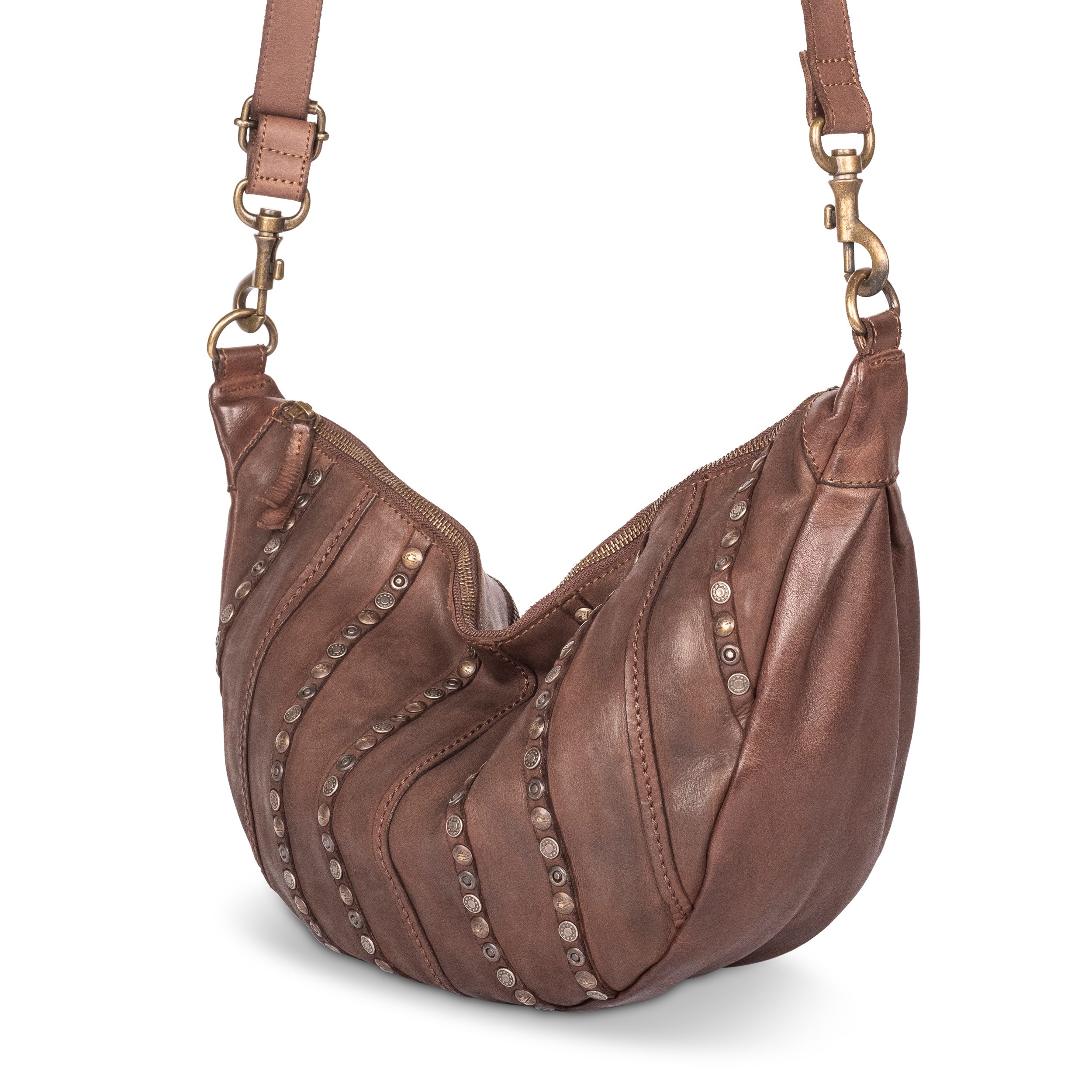 Cas8 Umhängetasche NANCY -Special Collection- Große Moonbag mit Nieten für Damen
