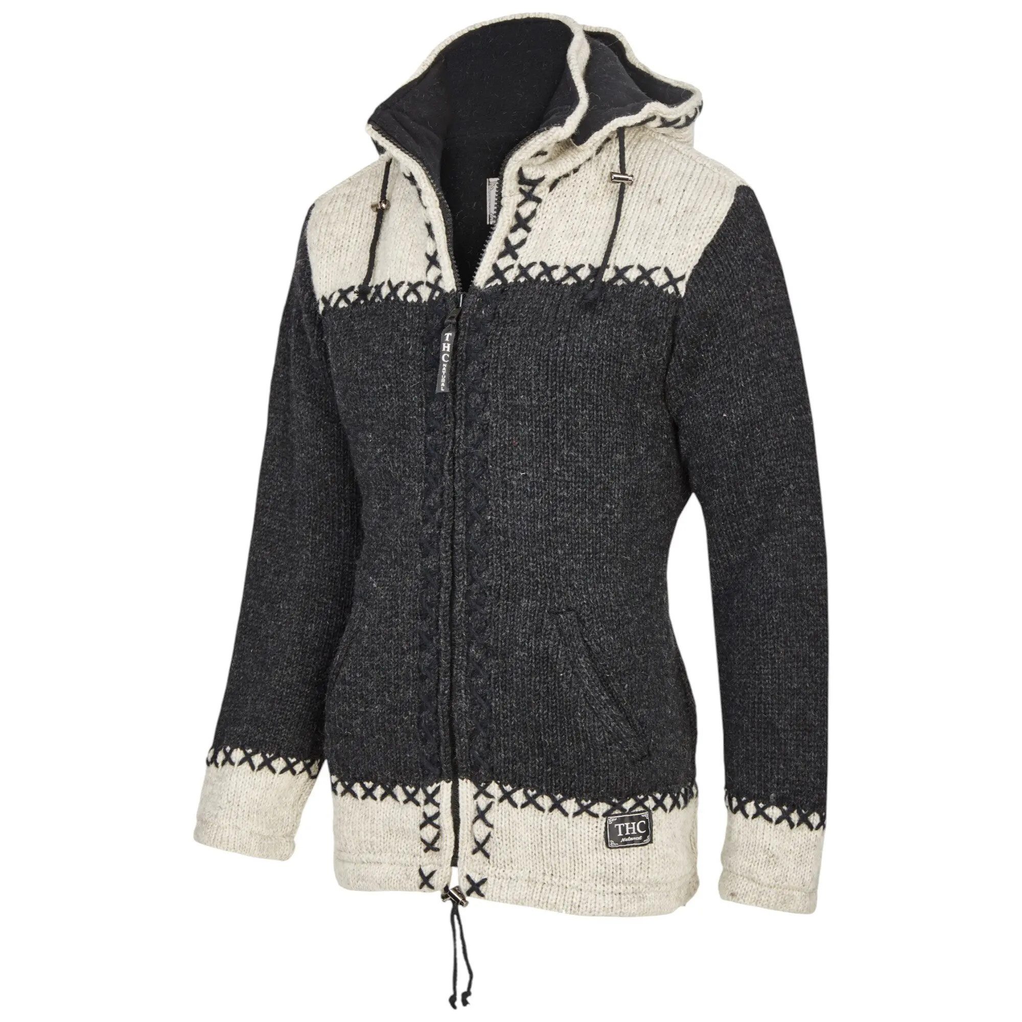THC Natural Line Strickjacke THC Schafwollstrickjacke anthrazit weiß 511 (1 günstig online kaufen