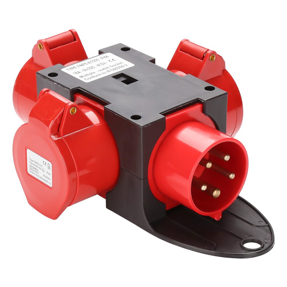 Clanmacy Stromverteiler Baustromverteiler CEE Stromverteiler Adapter 3x 400V/16A Verteiler CEE