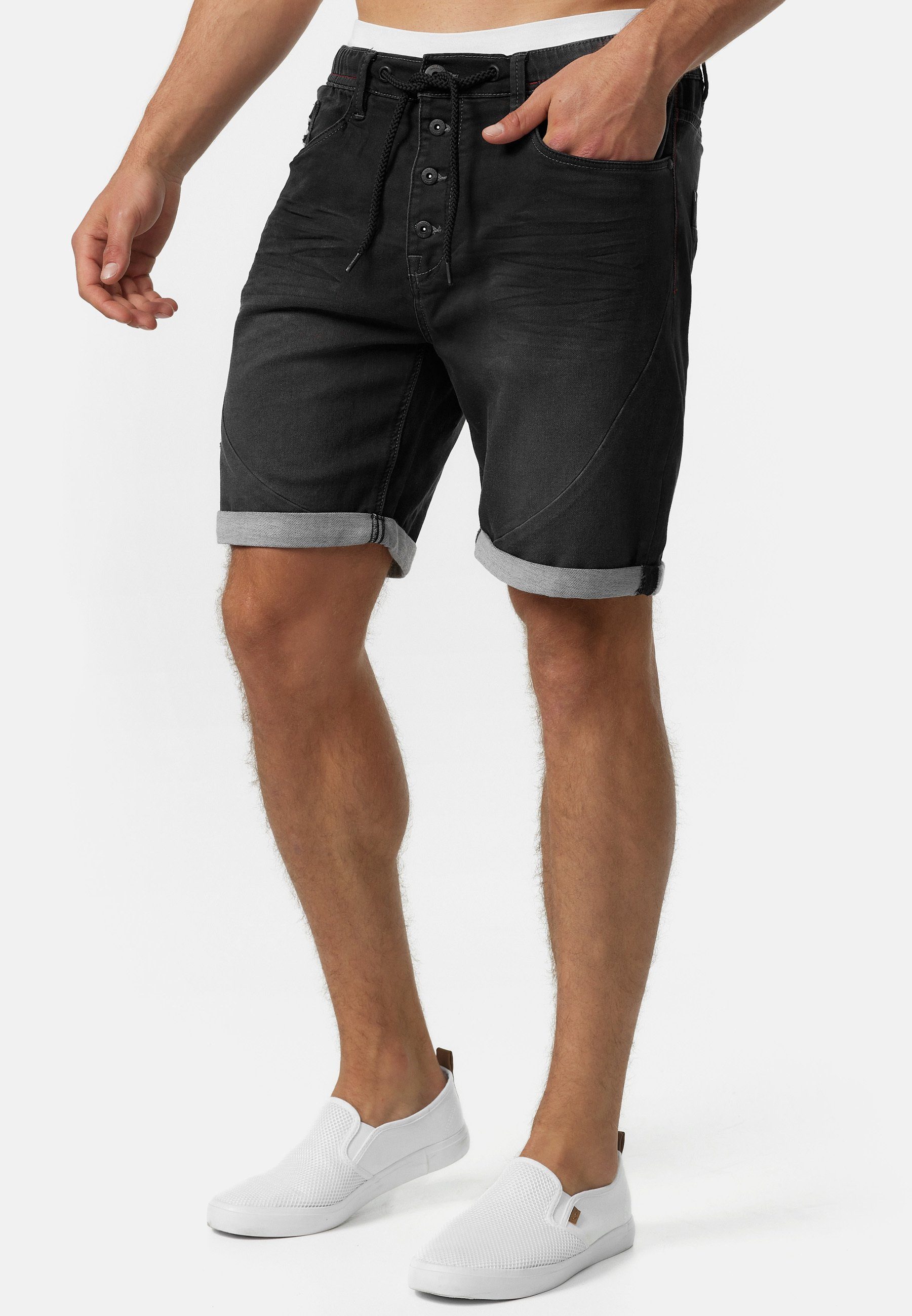 Indicode Sweatshorts Herren Piano Sweat Shorts Herrenshorts Trendige Herren Jogger Denim Shorts