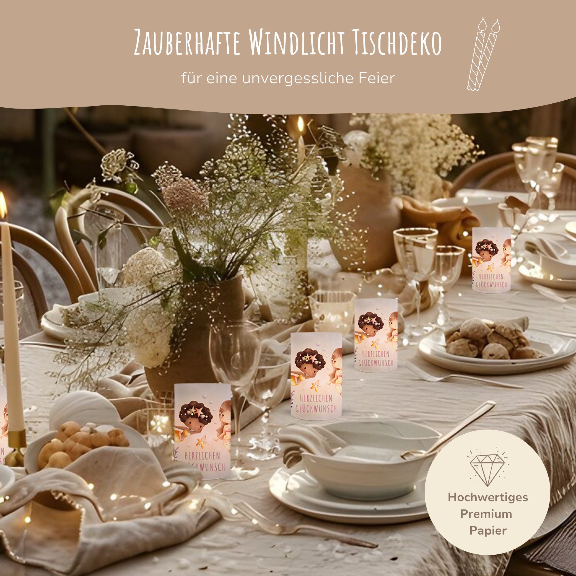 MeinBaby123® Papierdekoration 10 Kindergeburtstag Windlichthüllen, Teelicht Banderolen, Kindergeburtstag Deko, Party Deko Mädchen, Party Deko Jungs