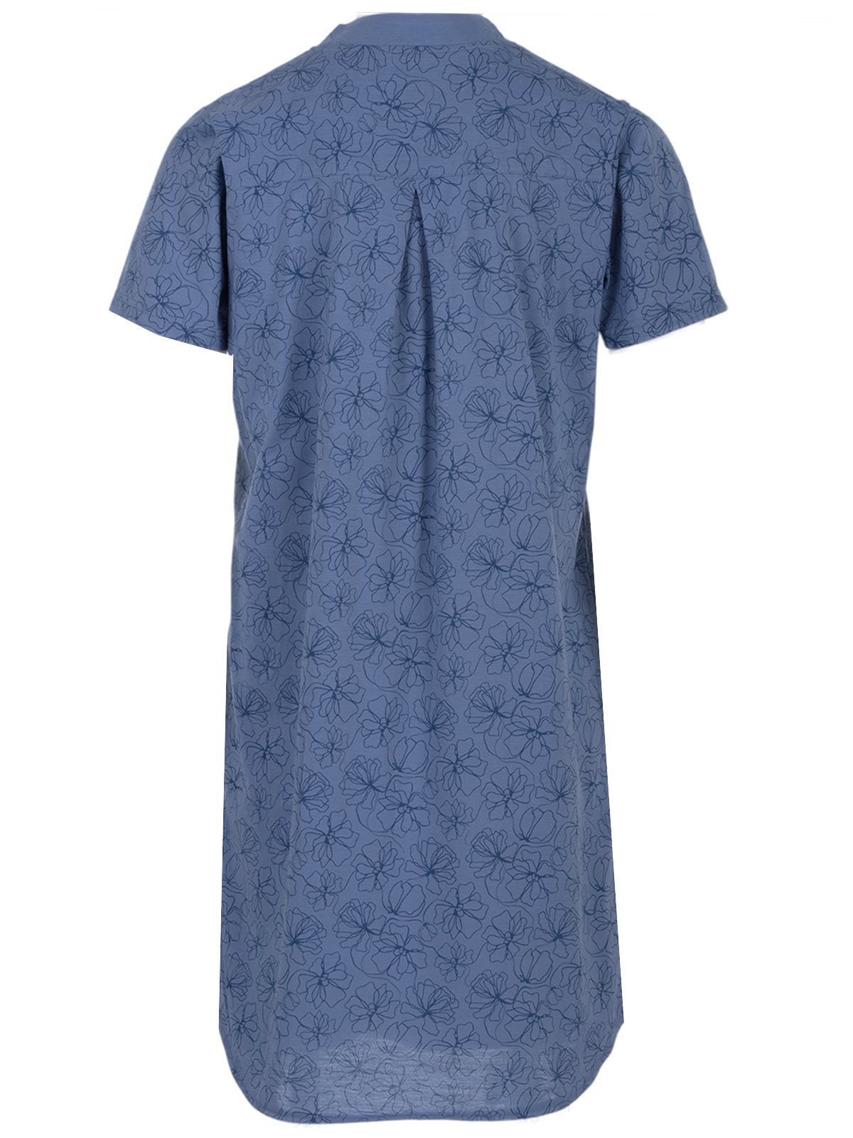 Kragen zeitlos Nachthemd Nachthemd - Blüten blau Floral Kurzarm