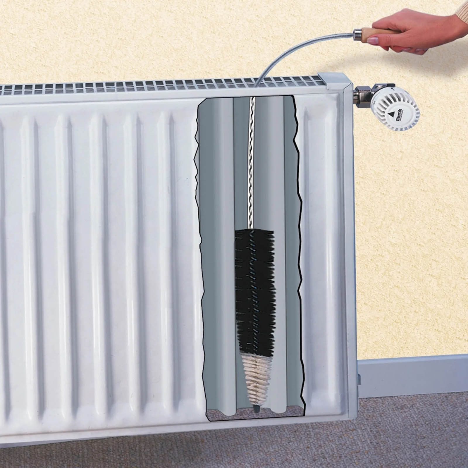 Maximex Reinigungsbürste Flachheizkörper-Bürste Heizkörperbürste Heizungsbürste, (1-tlg), Länge: 120 cm – Bild 2 von 5