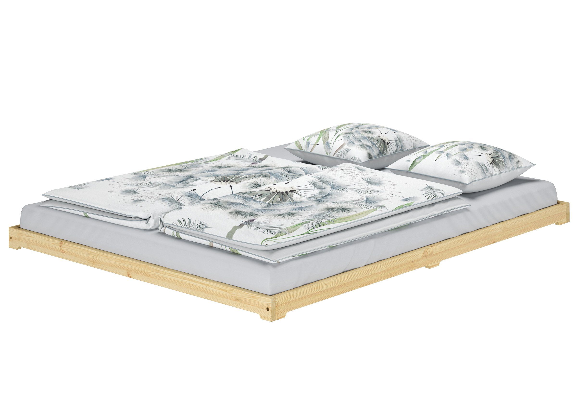 ERST-HOLZ Bett Futonbett Massivholz Extra Niedrig Massivholz Kiefer 160 x 2 günstig online kaufen