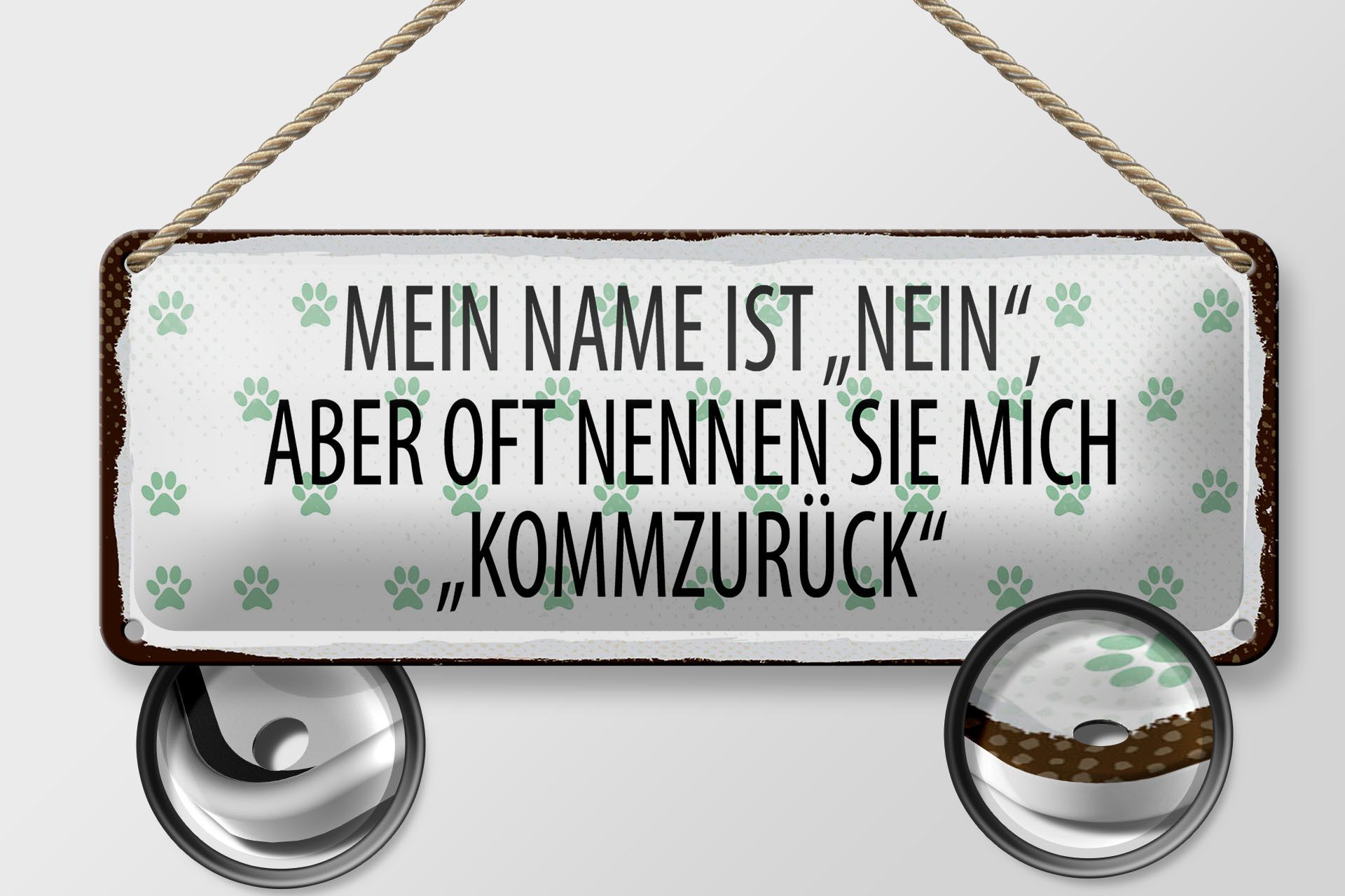 Femer GmbH Metallschild Spruch 27x10 cm Mein Name ist Nein aber oft nennt, (1 St), gewölbte Oberfläche, abgerundete Ecken, umgeschlagene Kanten