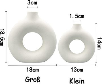 HIBNOPN Dekovase Vase Set of 2 Weiße Blumenvasen aus Keramik für Wohnungs, Zimmer Deko (2 St)