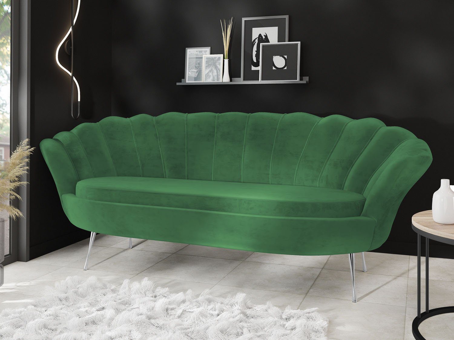 WFL GROUP Sofa Muschel, Samt 3-Sitzer günstig online kaufen