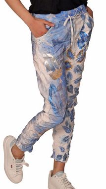 Charis Moda Jogger Pants Hose mit Tunnelzugschnürung modisches Blätter Design