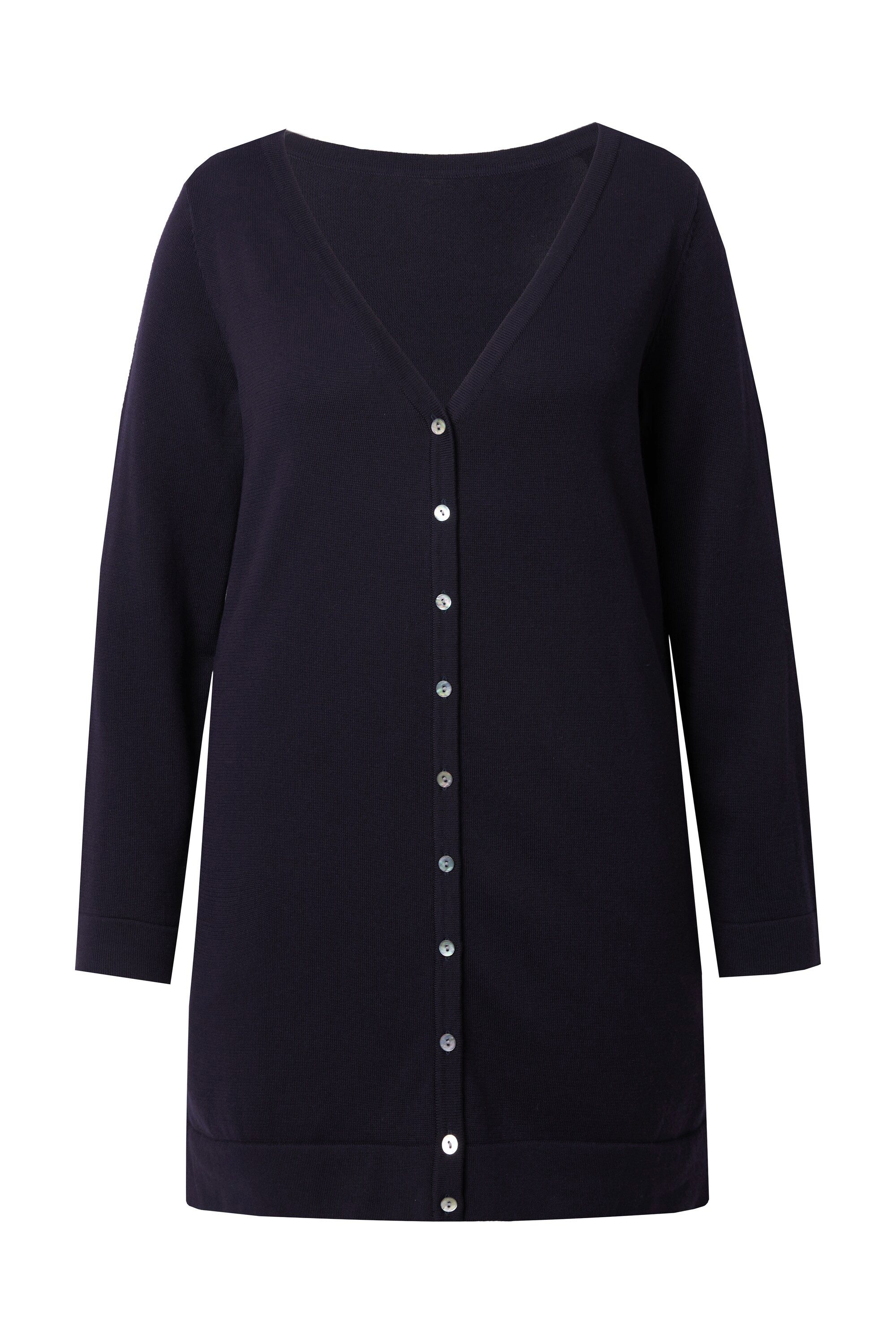 Ulla Popken Strickjacke Long-Strickjacke V-Ausschnitt Langarm Pima Cotton günstig online kaufen