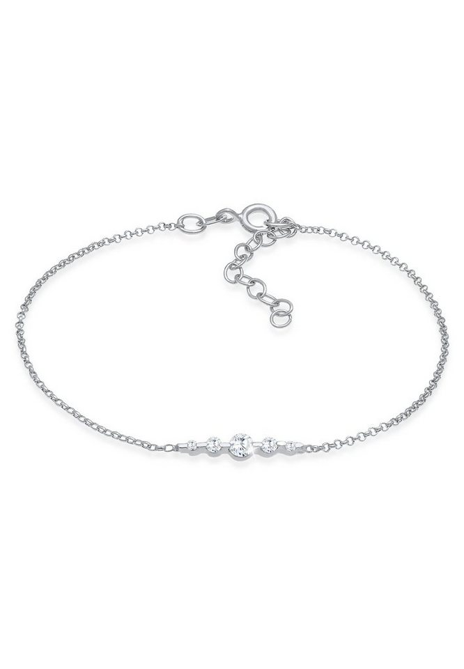 Elli Armband Klassisch Funkelnd Zirkonia Kristalle 925 Silber, Schlichte  Eleganz, Gesamtlänge ca. 16 -19 cm