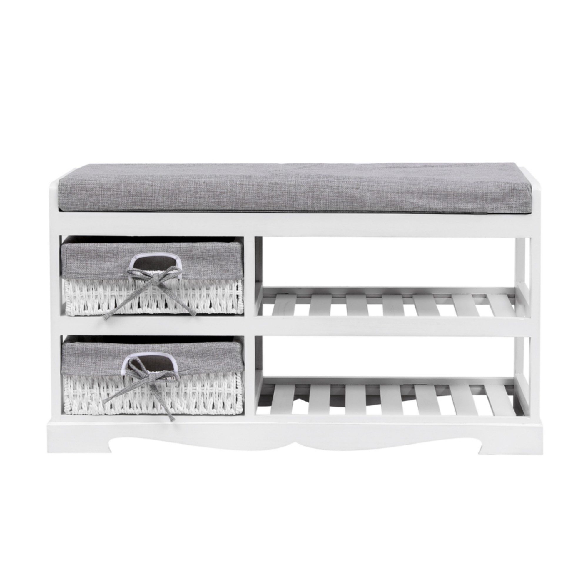 Happy Home Schuhbank Weiße Sitzbank mit Praktischer Schuhablage Stilvoll & Funktional