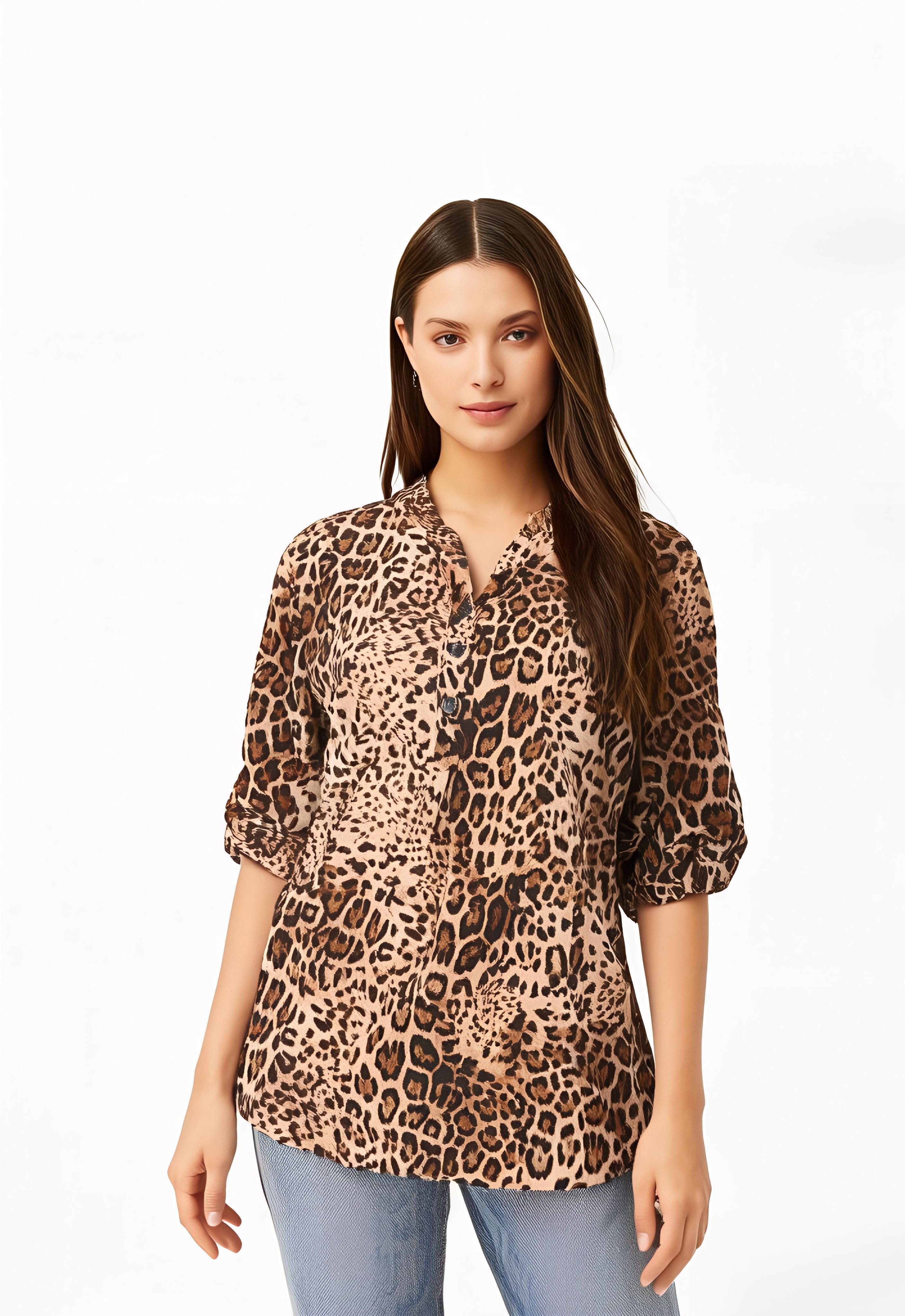 malito more than fashion Schlupfbluse Longbluse Animalprint 2310 lockere Bluse Animal Print