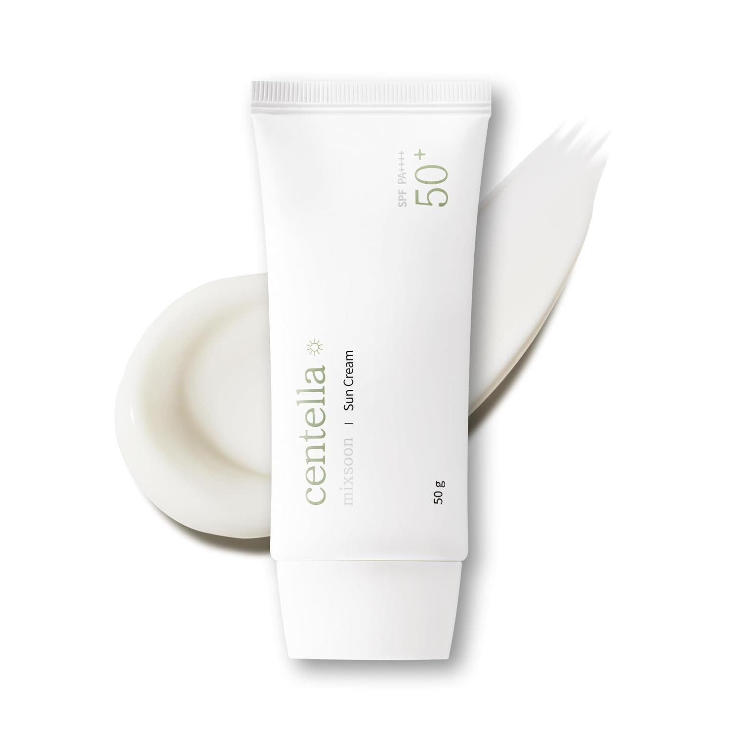 mixsoon Sonnenschutzcreme Centella Sun Cream SPF 50+ 50 g, Leichte Textur, ohne weißen Film, SPF 50+ PA++++, Centella Asiatica 970 ppm, leichte Creme-Serum-Textur